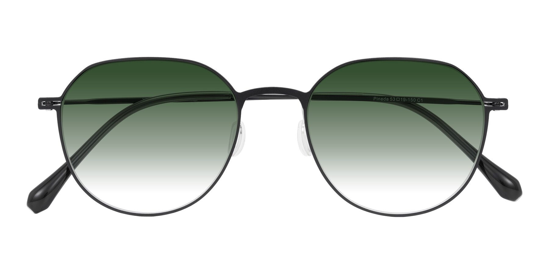 Folded Front of Pineda in Black with Green Gradient Lenses