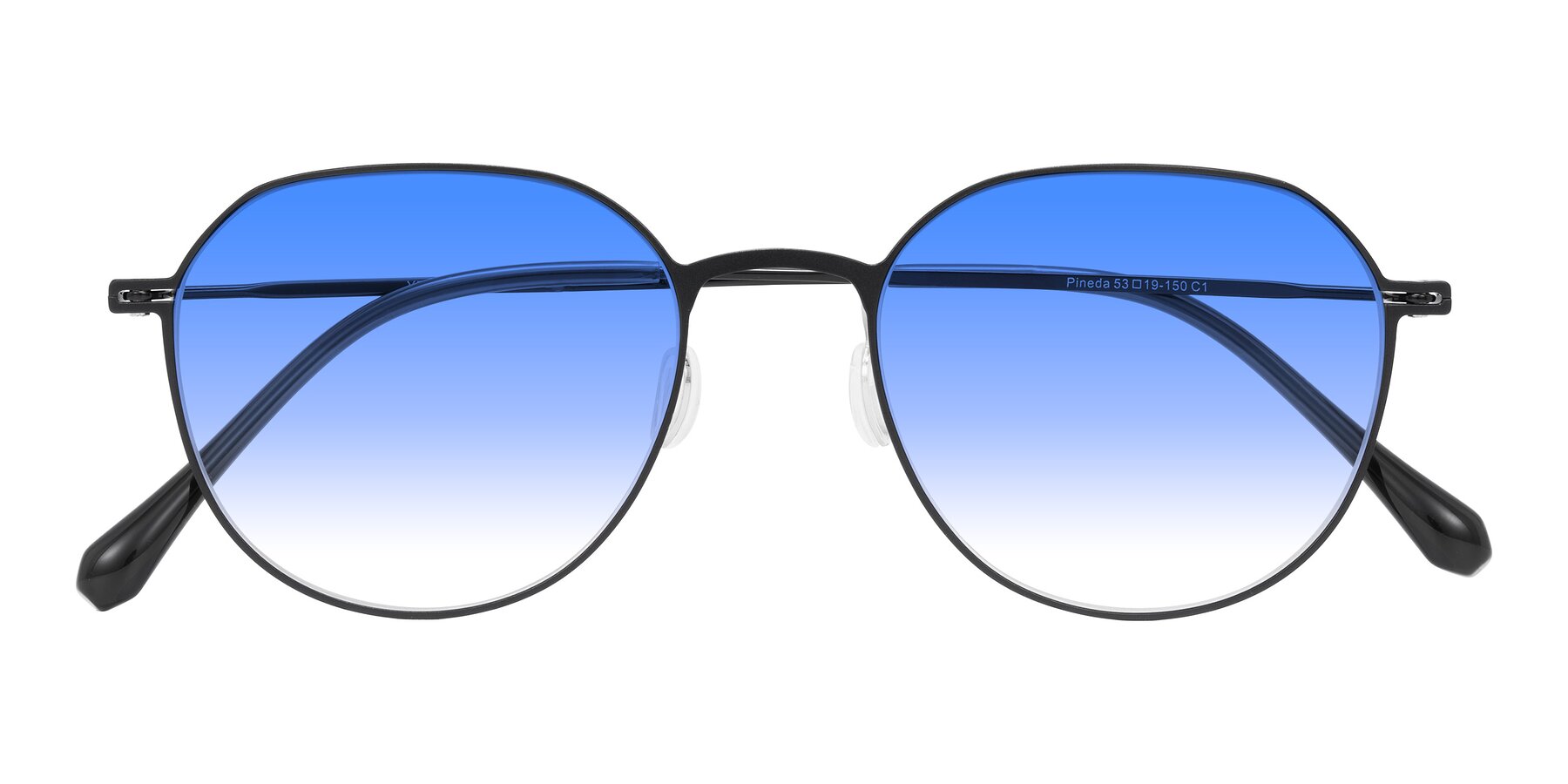 Folded Front of Pineda in Black with Blue Gradient Lenses