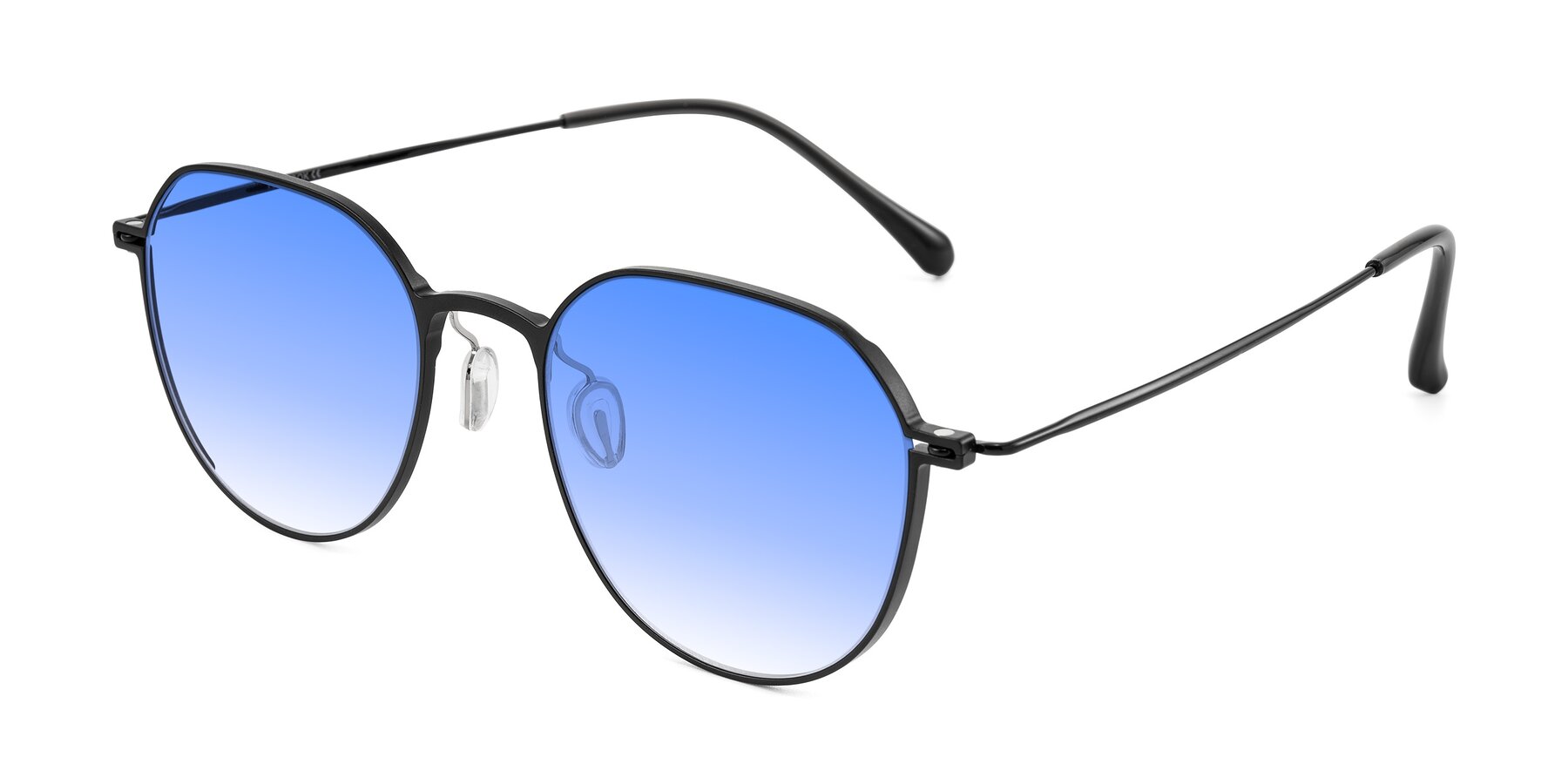 Angle of Pineda in Black with Blue Gradient Lenses