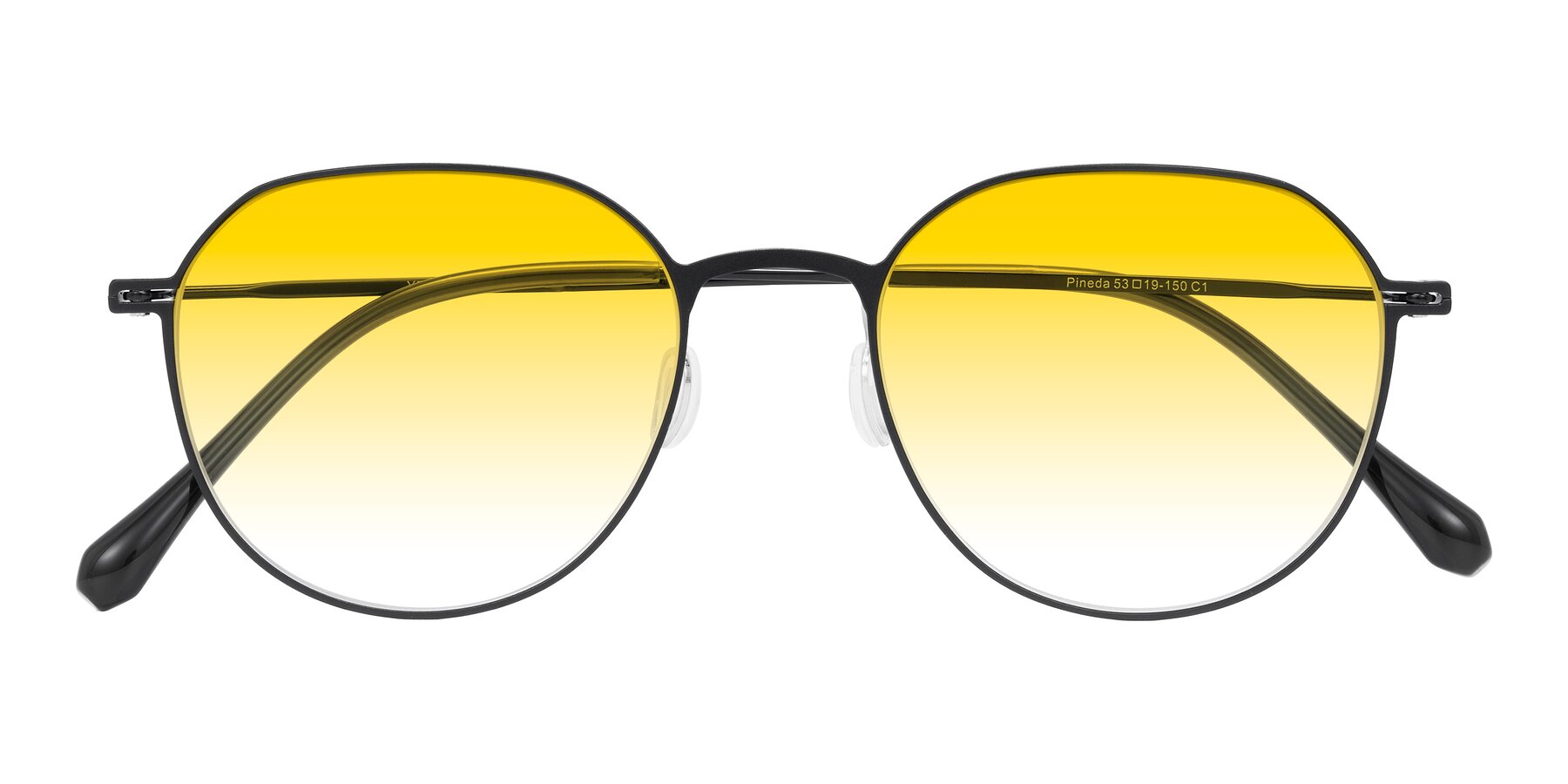 Folded Front of Pineda in Black with Yellow Gradient Lenses