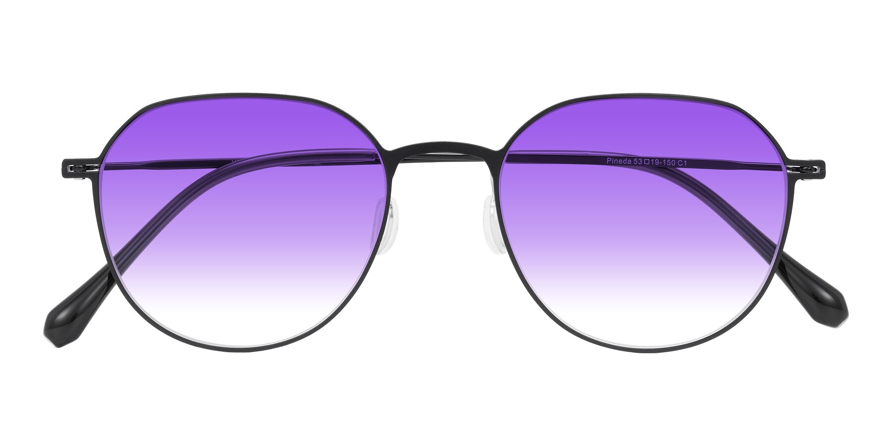Folded Front of Pineda in Black with Purple Gradient Lenses