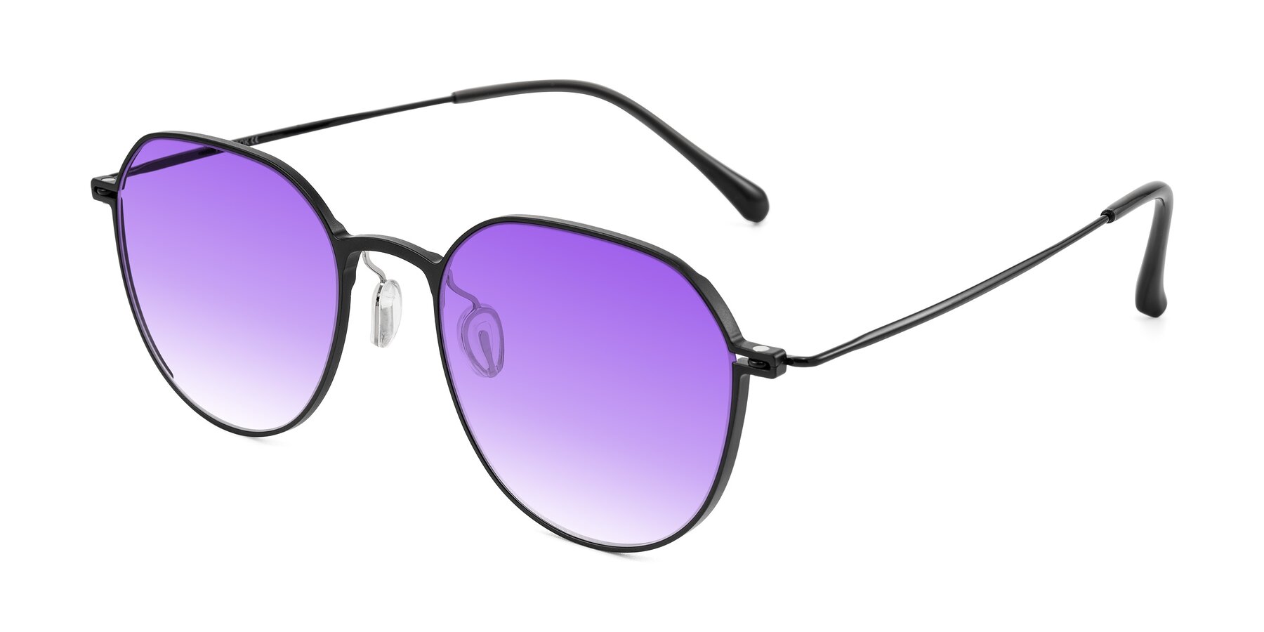 Angle of Pineda in Black with Purple Gradient Lenses