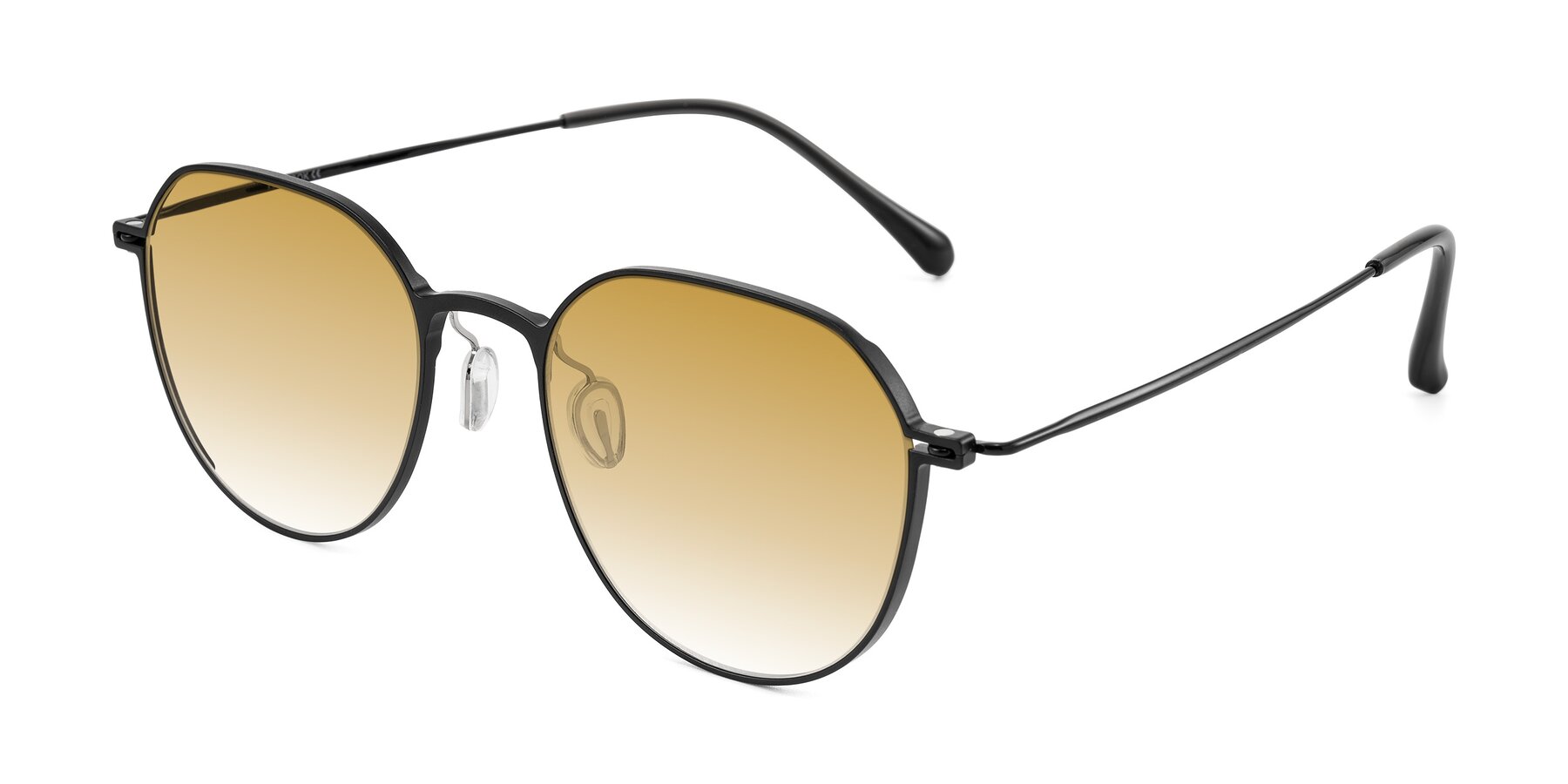 Angle of Pineda in Black with Champagne Gradient Lenses
