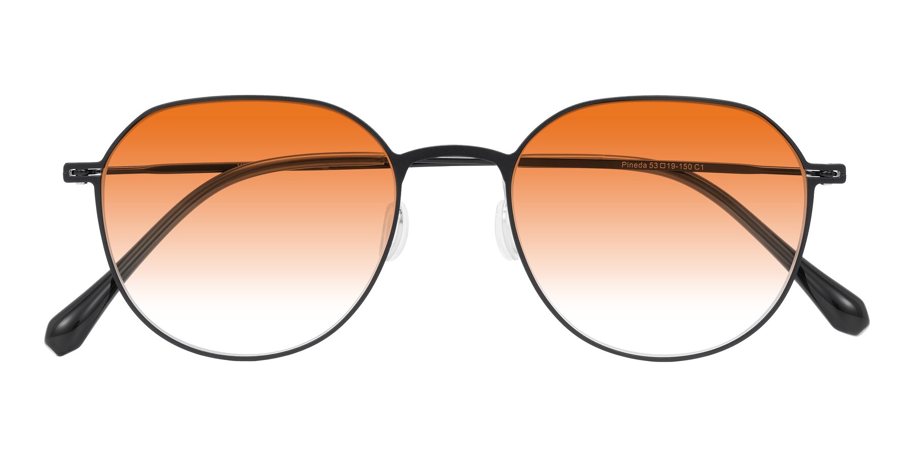 Folded Front of Pineda in Black with Orange Gradient Lenses