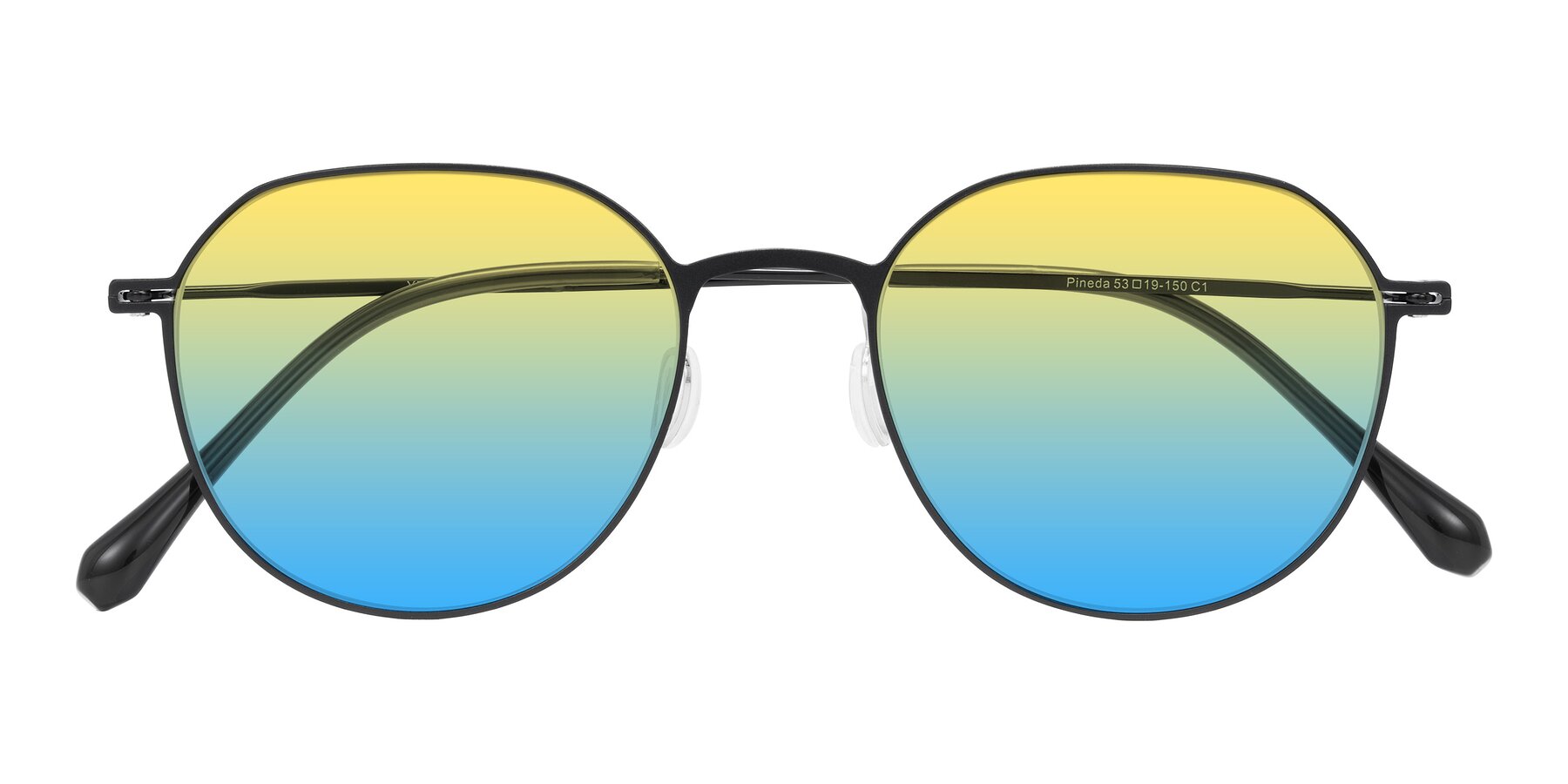 Folded Front of Pineda in Black with Yellow / Blue Gradient Lenses