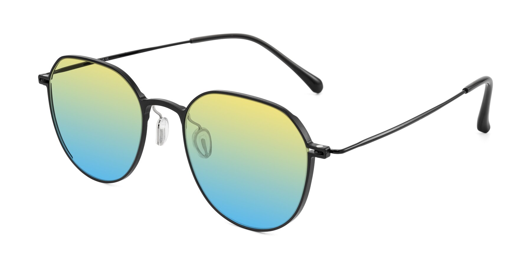 Angle of Pineda in Black with Yellow / Blue Gradient Lenses