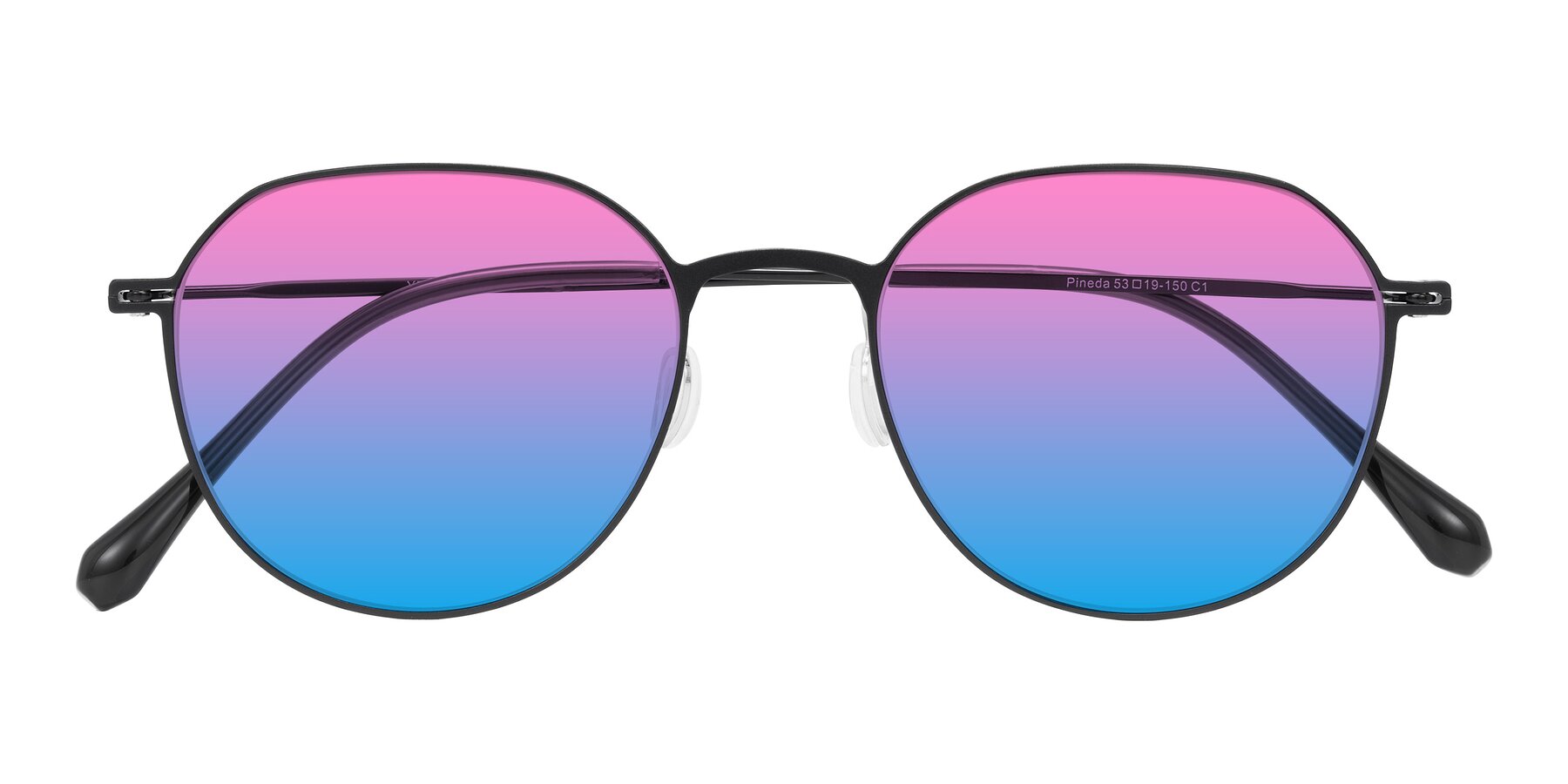 Folded Front of Pineda in Black with Pink / Blue Gradient Lenses