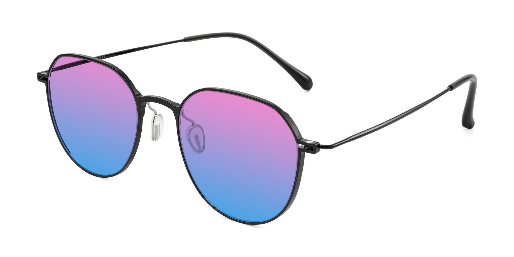 Angle of Pineda in Black with Pink / Blue Gradient Lenses