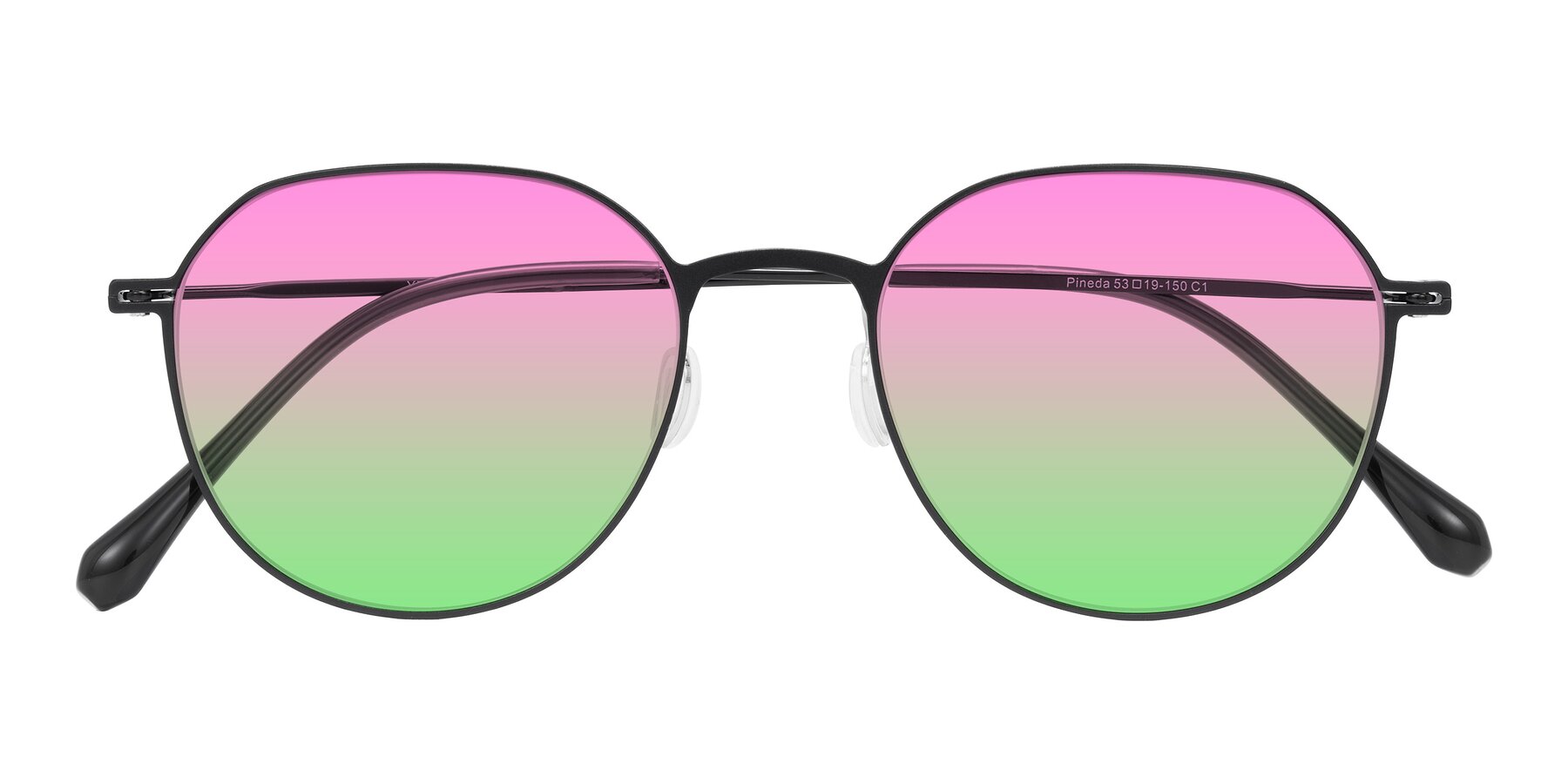 Folded Front of Pineda in Black with Pink / Green Gradient Lenses