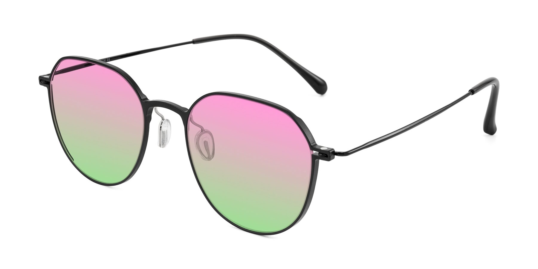 Angle of Pineda in Black with Pink / Green Gradient Lenses