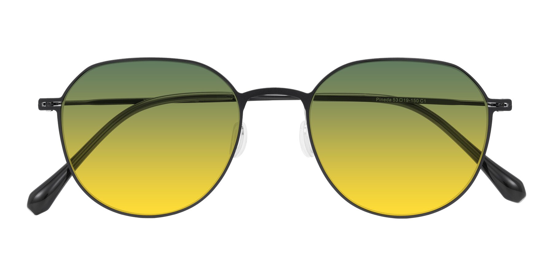Folded Front of Pineda in Black with Green / Yellow Gradient Lenses