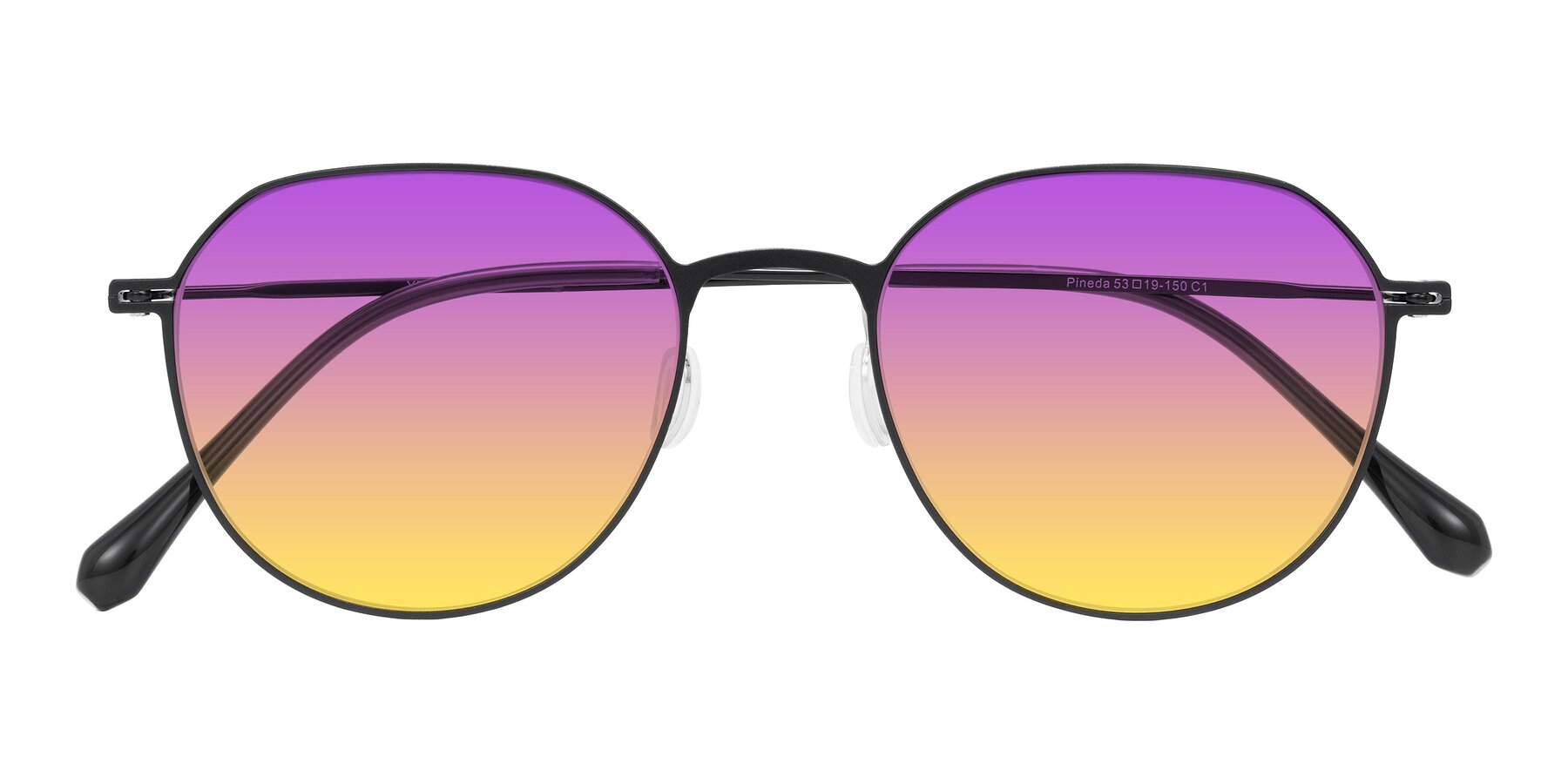 Folded Front of Pineda in Black with Purple / Yellow Gradient Lenses