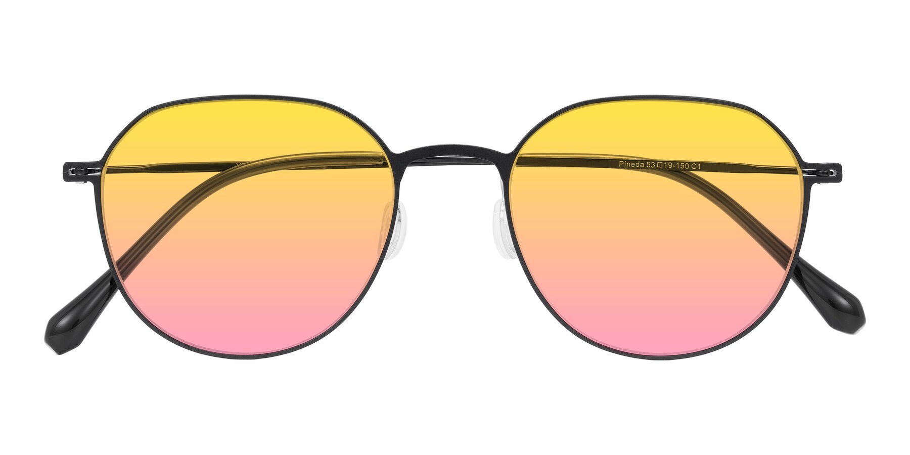 Folded Front of Pineda in Black with Yellow / Pink Gradient Lenses