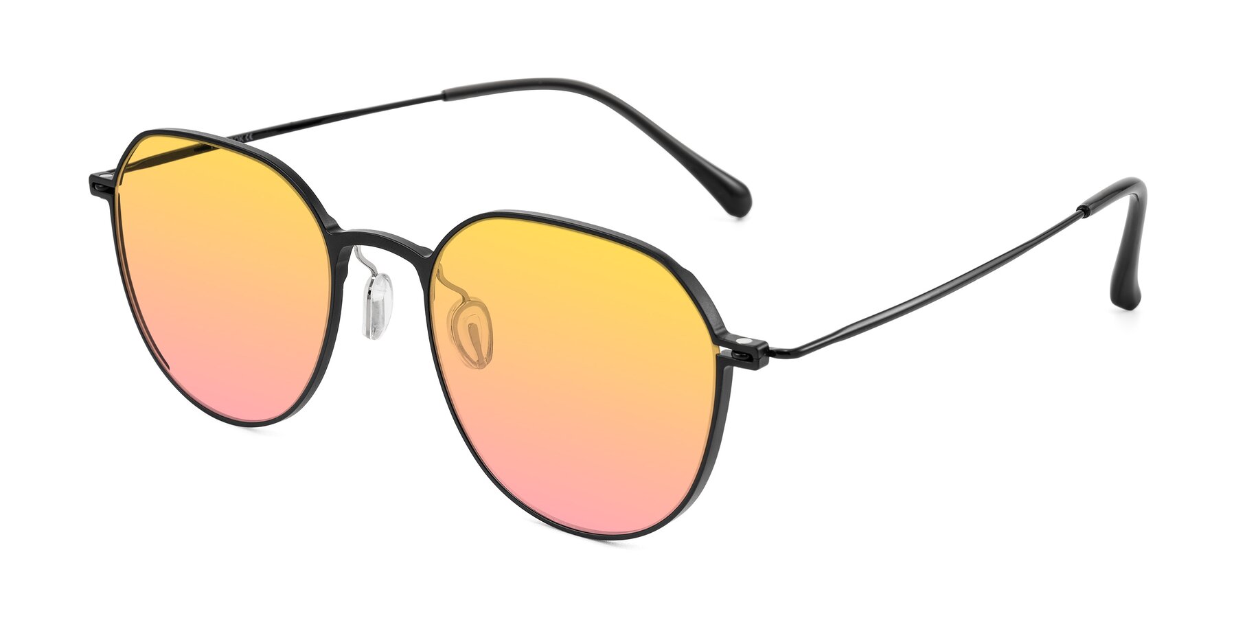 Angle of Pineda in Black with Yellow / Pink Gradient Lenses