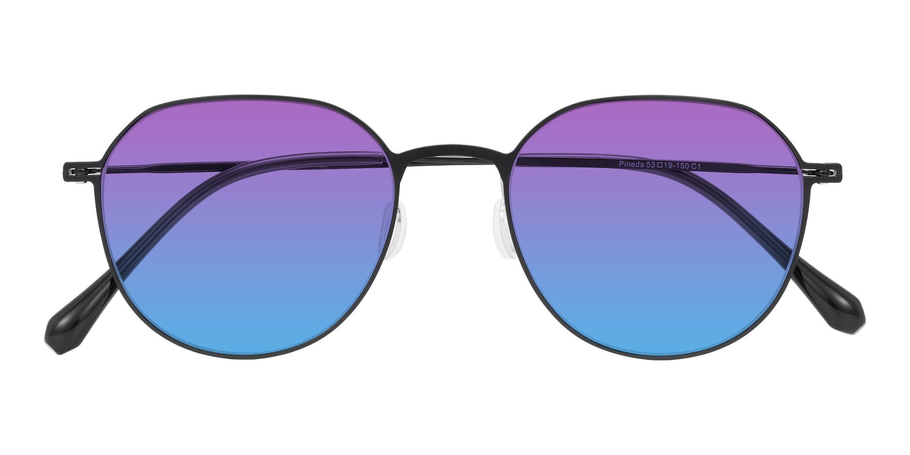 Folded Front of Pineda in Black with Purple / Blue Gradient Lenses