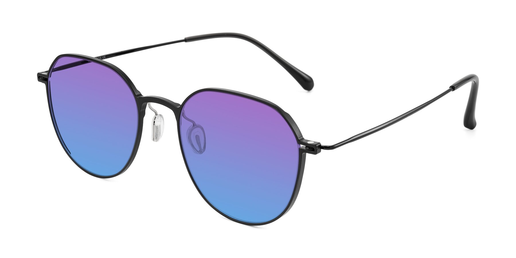 Angle of Pineda in Black with Purple / Blue Gradient Lenses