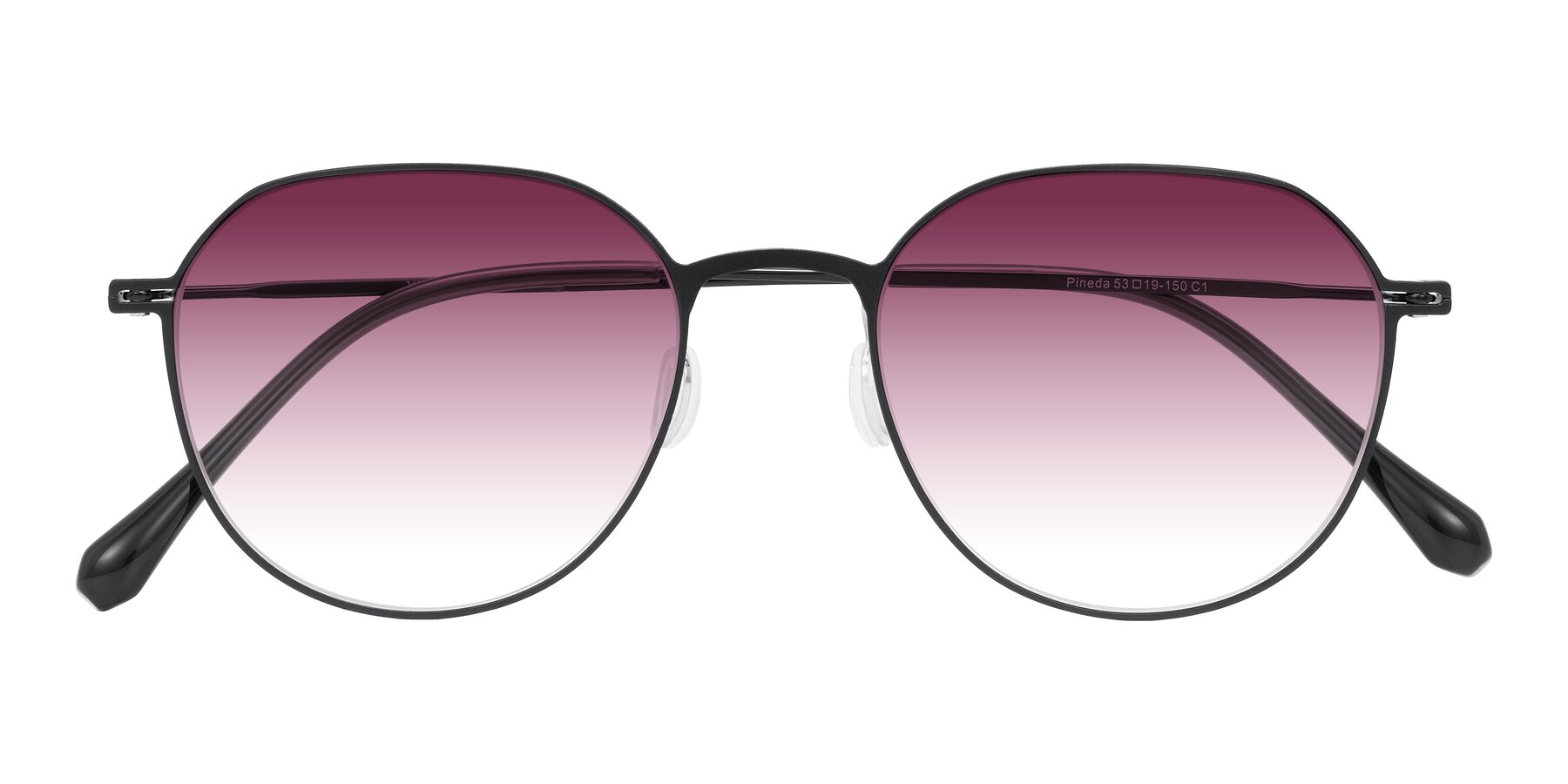 Folded Front of Pineda in Black with Wine Gradient Lenses