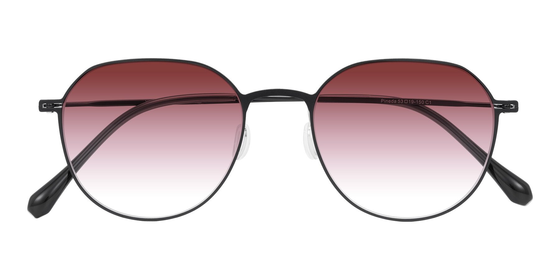 Folded Front of Pineda in Black with Garnet Gradient Lenses