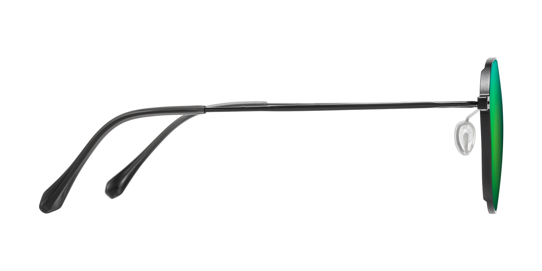 Side of Pineda in Black with Green Mirrored Lenses