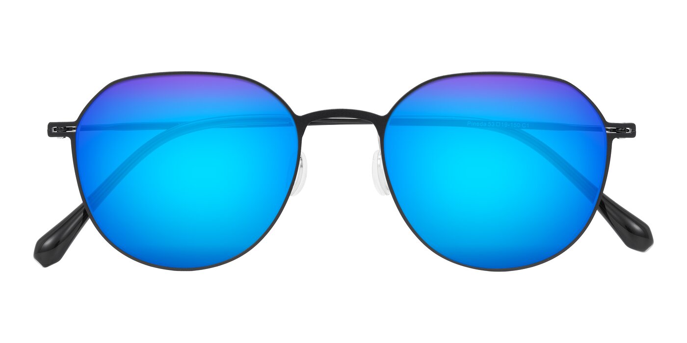 Pineda - Black Flash Mirrored Sunglasses