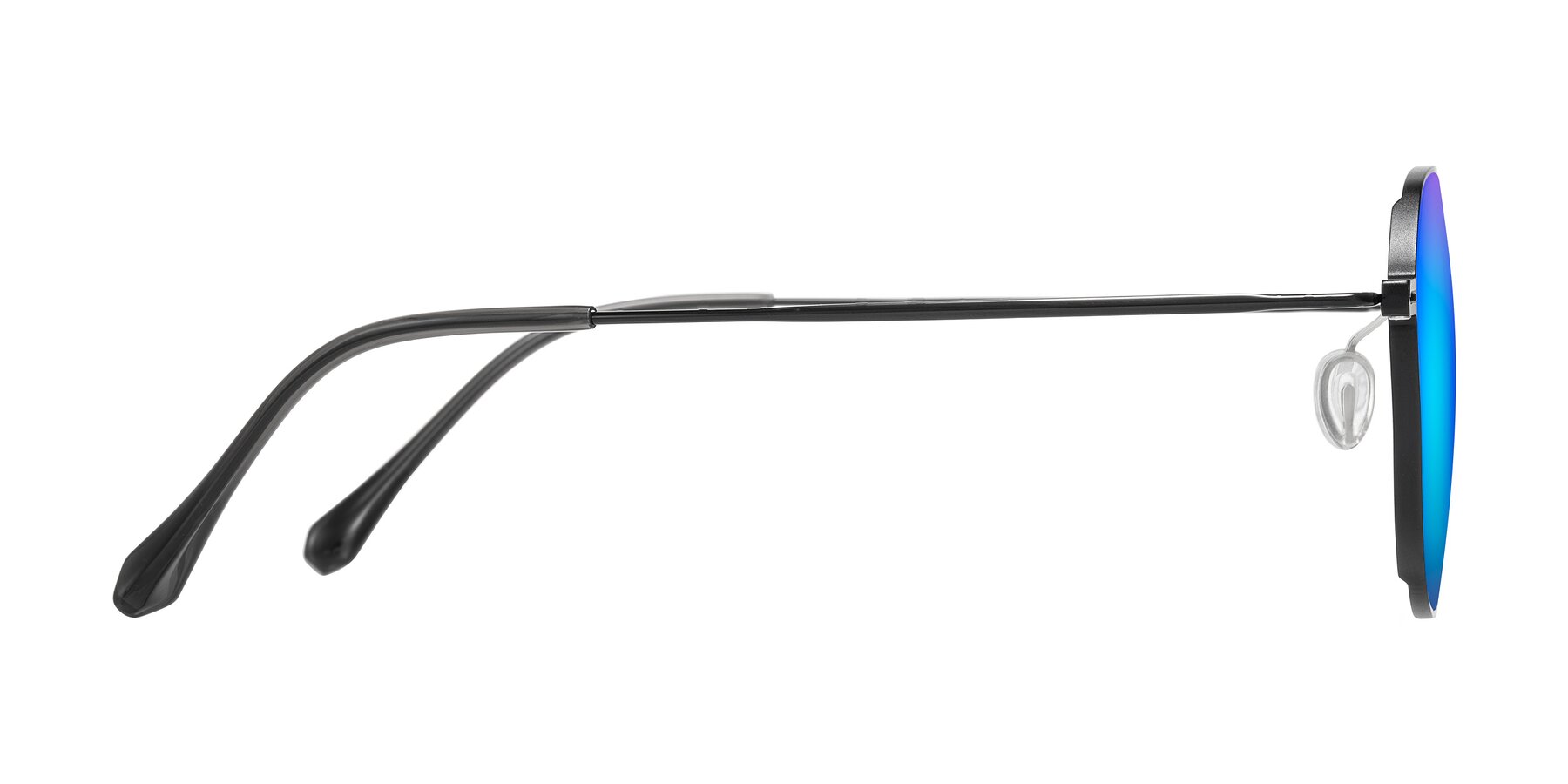 Side of Pineda in Black with Blue Mirrored Lenses