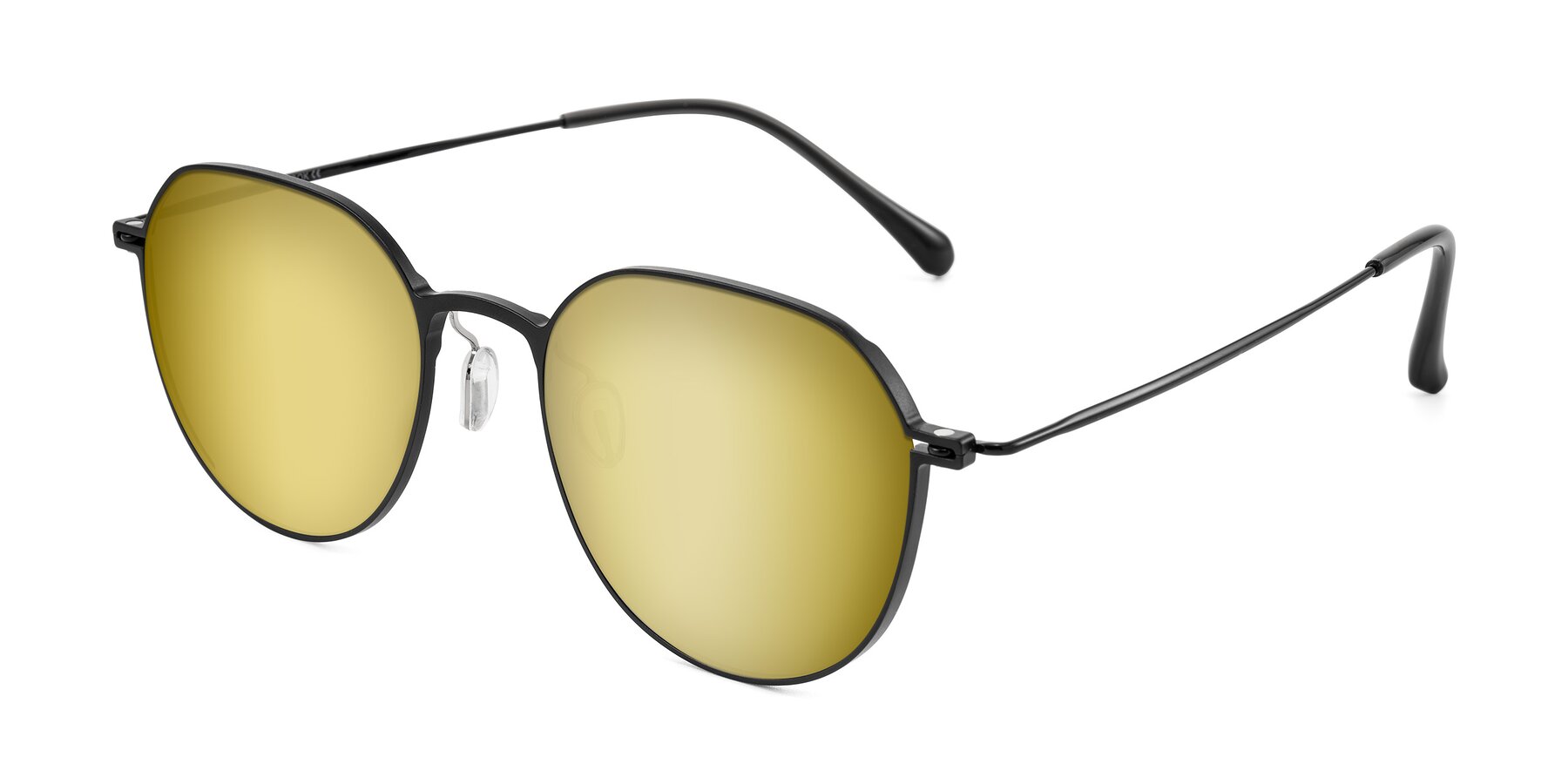 Angle of Pineda in Black with Gold Mirrored Lenses
