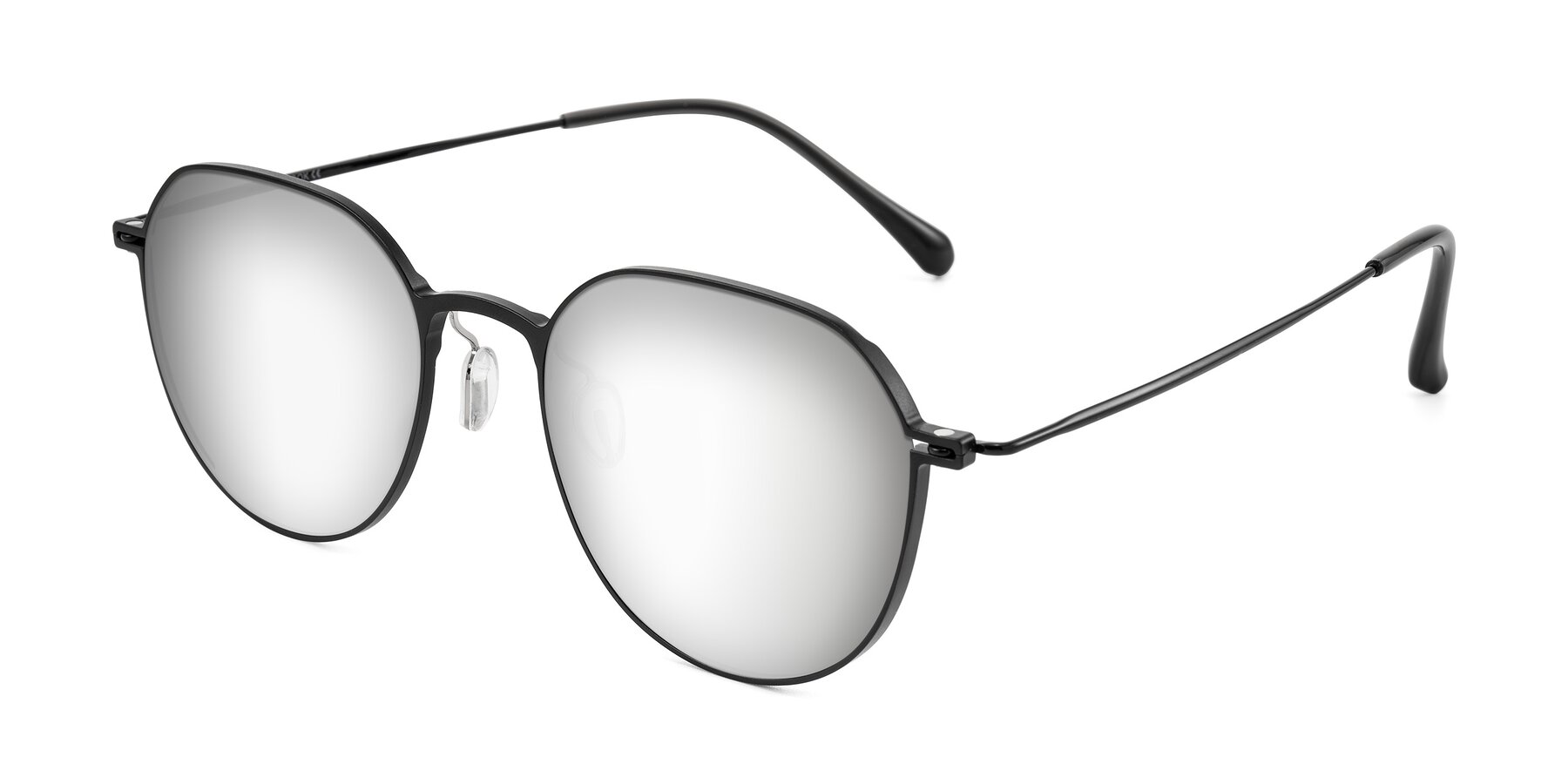 Angle of Pineda in Black with Silver Mirrored Lenses