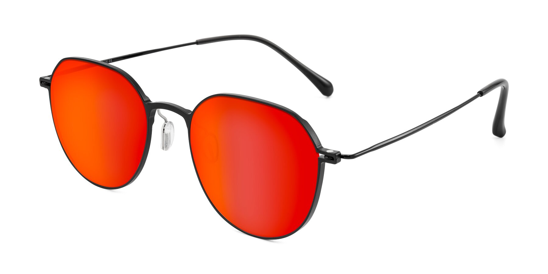 Angle of Pineda in Black with Red Gold Mirrored Lenses
