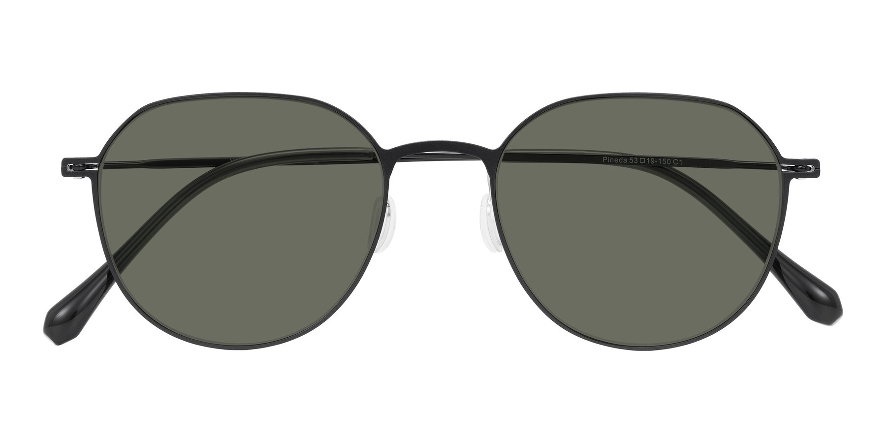 Folded Front of Pineda in Black with Gray Polarized Lenses