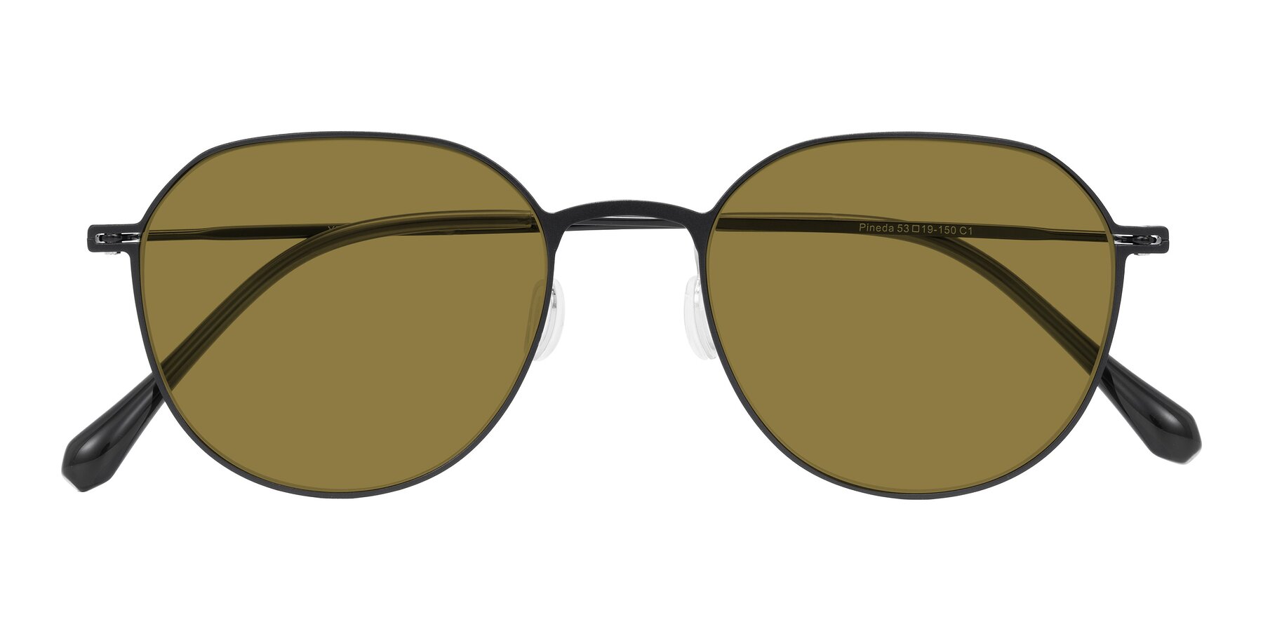 Folded Front of Pineda in Black with Brown Polarized Lenses