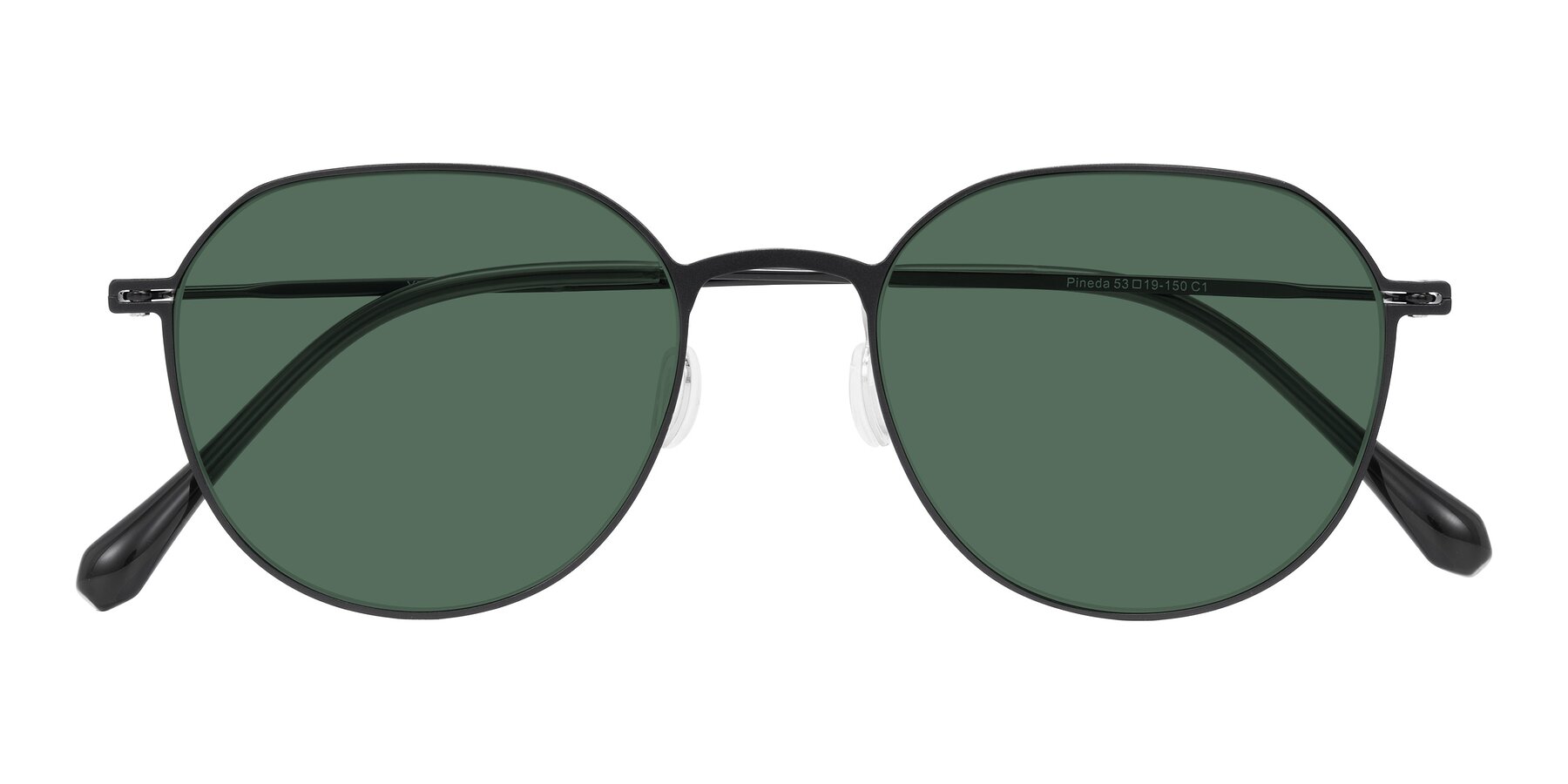 Folded Front of Pineda in Black with Green Polarized Lenses