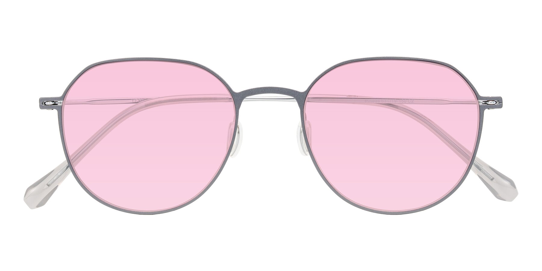 Folded Front of Pineda in Gray/Silver with Light Pink Tinted Lenses