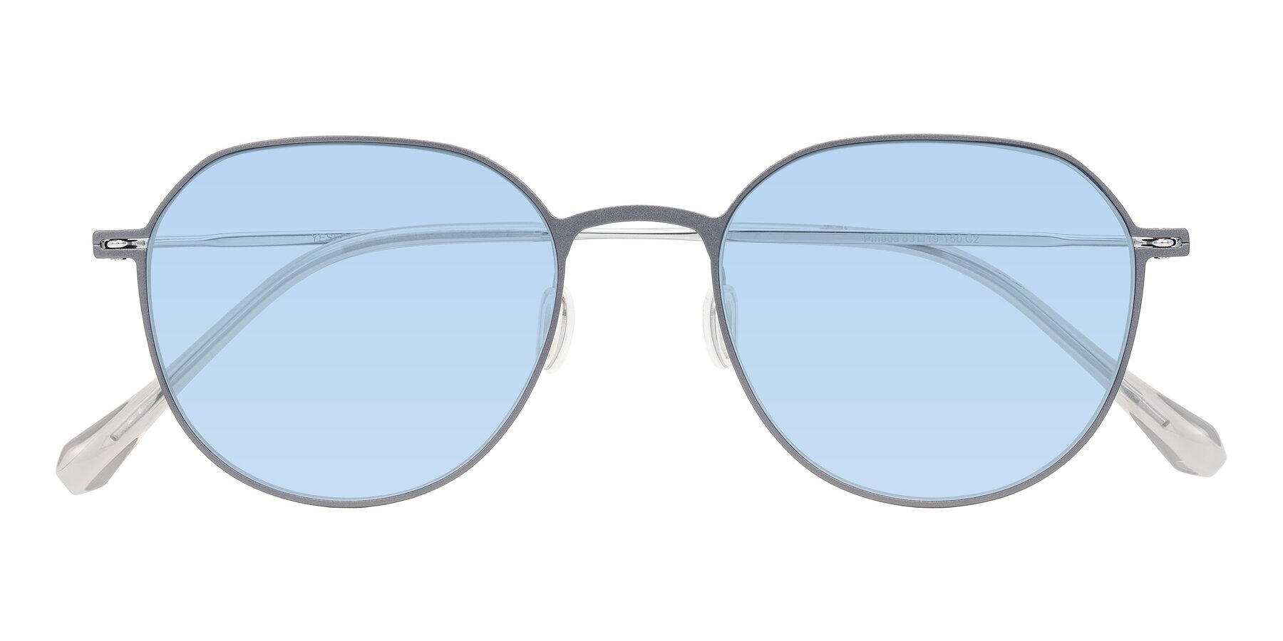 Folded Front of Pineda in Gray/Silver with Light Blue Tinted Lenses