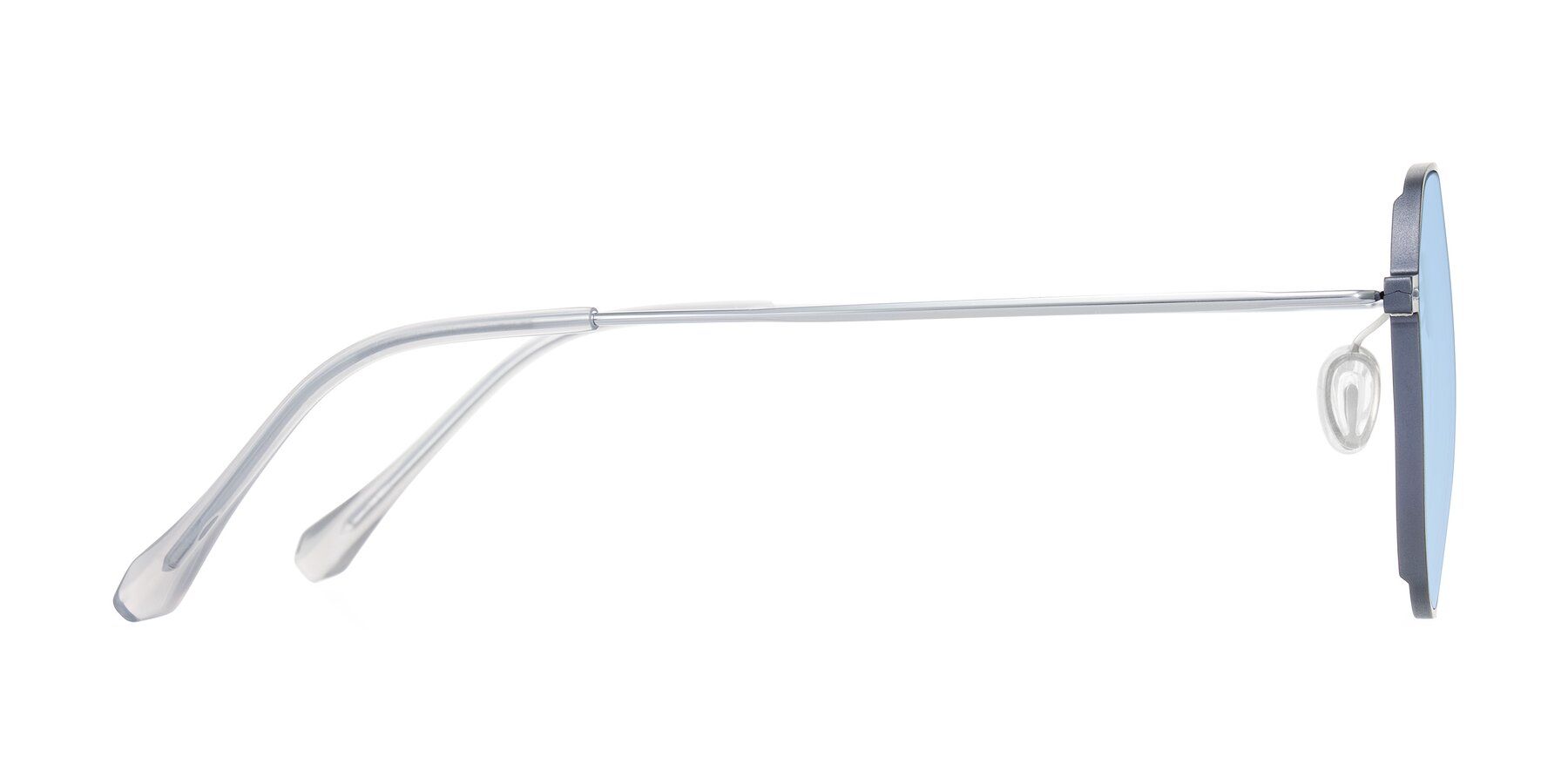 Side of Pineda in Gray/Silver with Light Blue Tinted Lenses