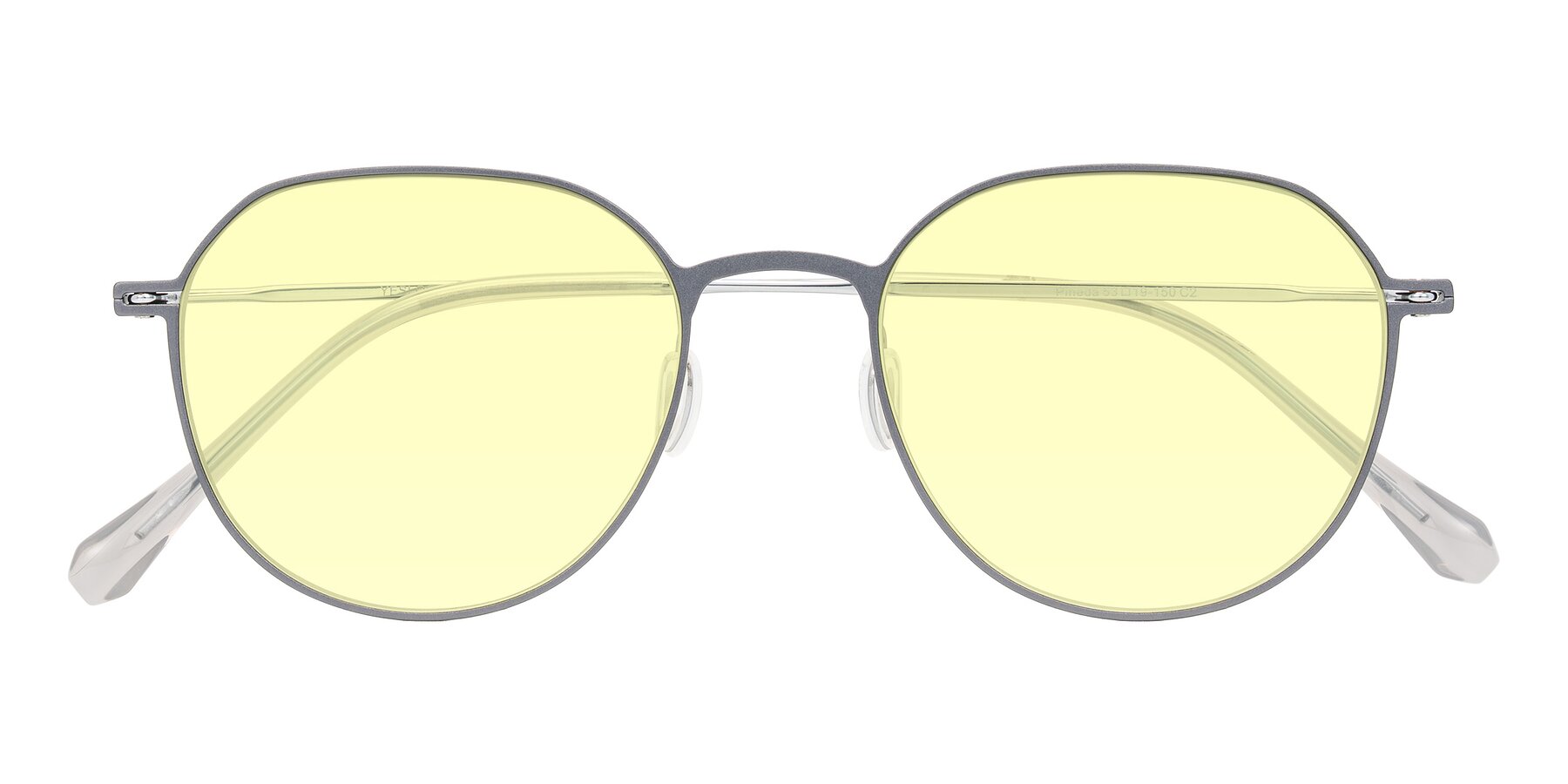 Folded Front of Pineda in Gray/Silver with Light Yellow Tinted Lenses