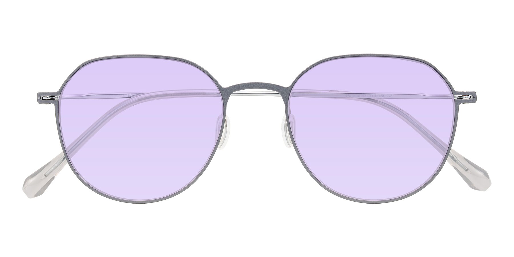 Folded Front of Pineda in Gray/Silver with Light Purple Tinted Lenses