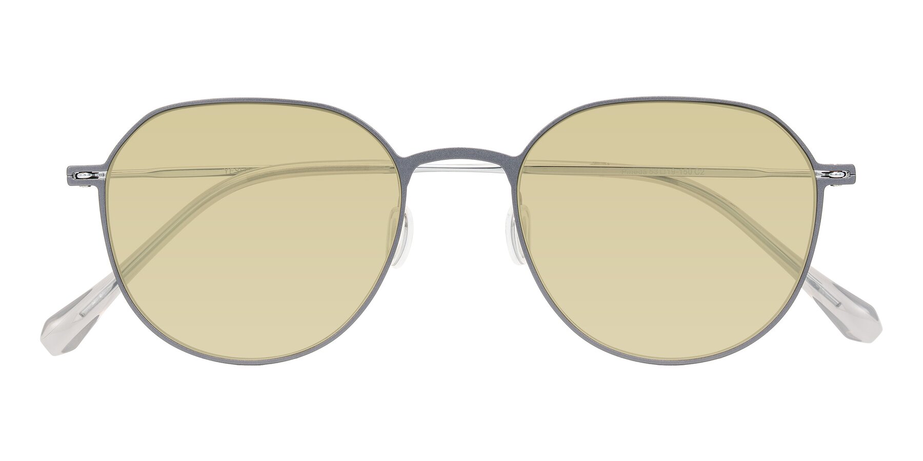 Folded Front of Pineda in Gray/Silver with Light Champagne Tinted Lenses