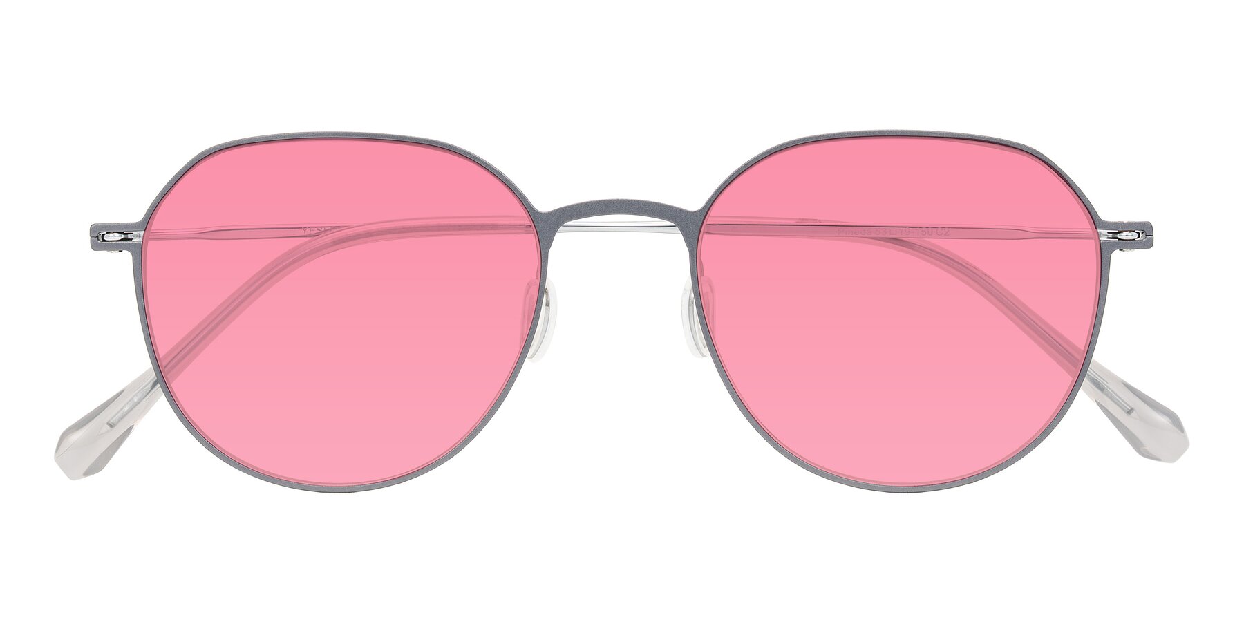 Folded Front of Pineda in Gray/Silver with Pink Tinted Lenses