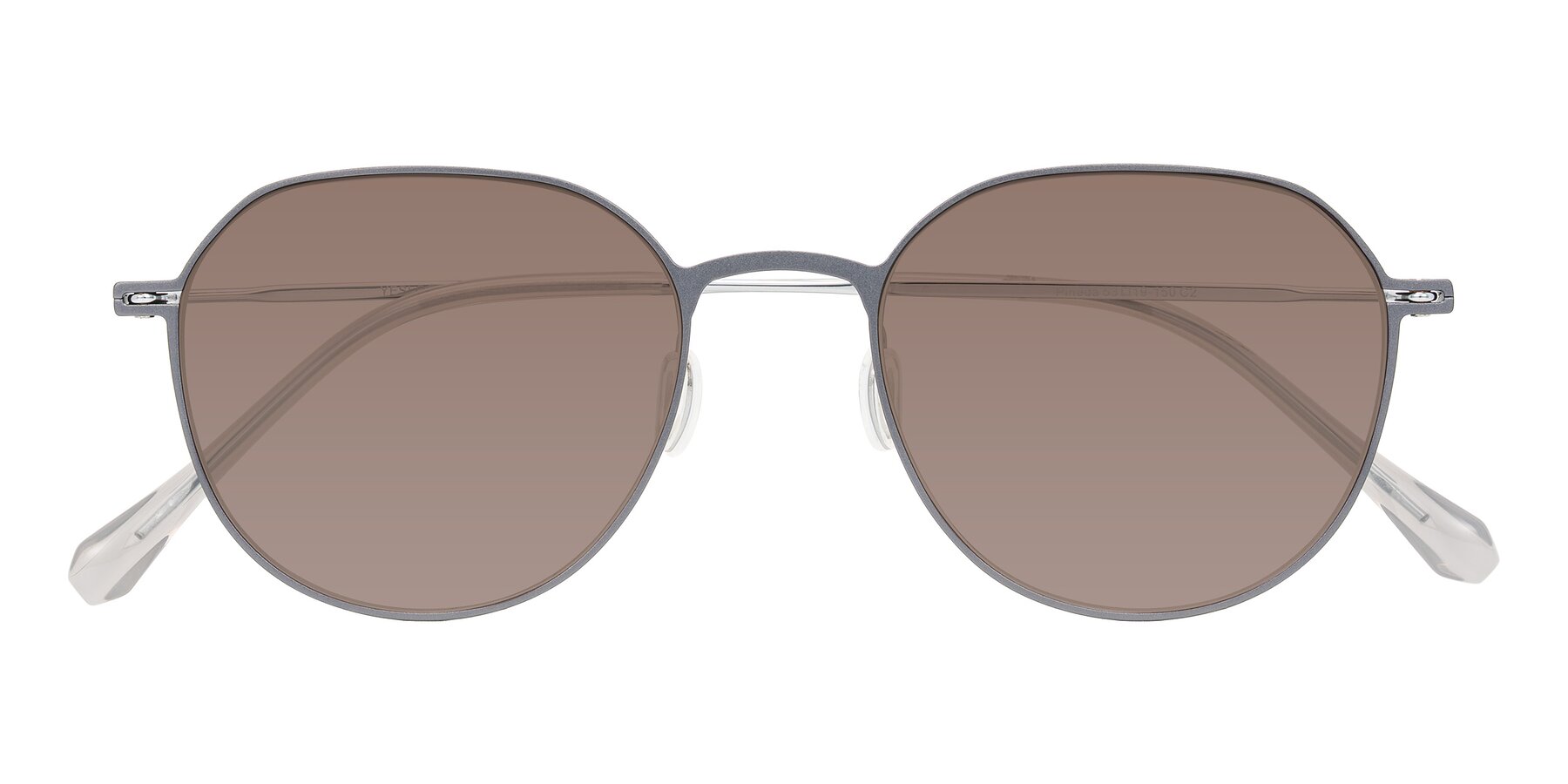 Folded Front of Pineda in Gray/Silver with Medium Brown Tinted Lenses