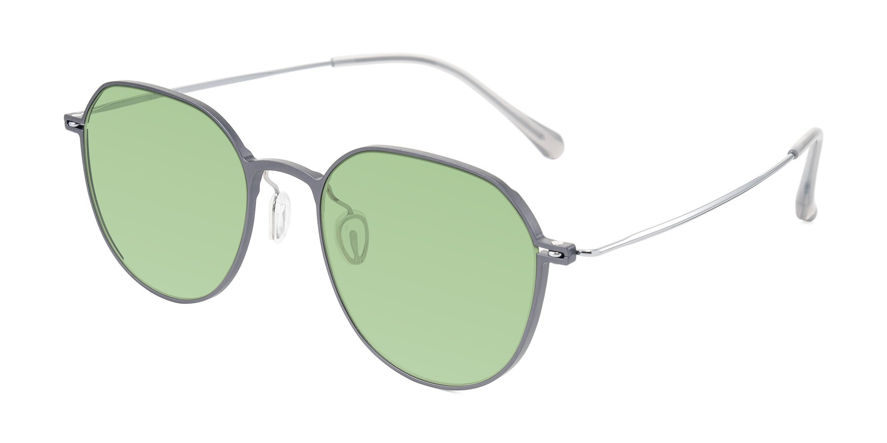 Angle of Pineda in Gray/Silver with Medium Green Tinted Lenses