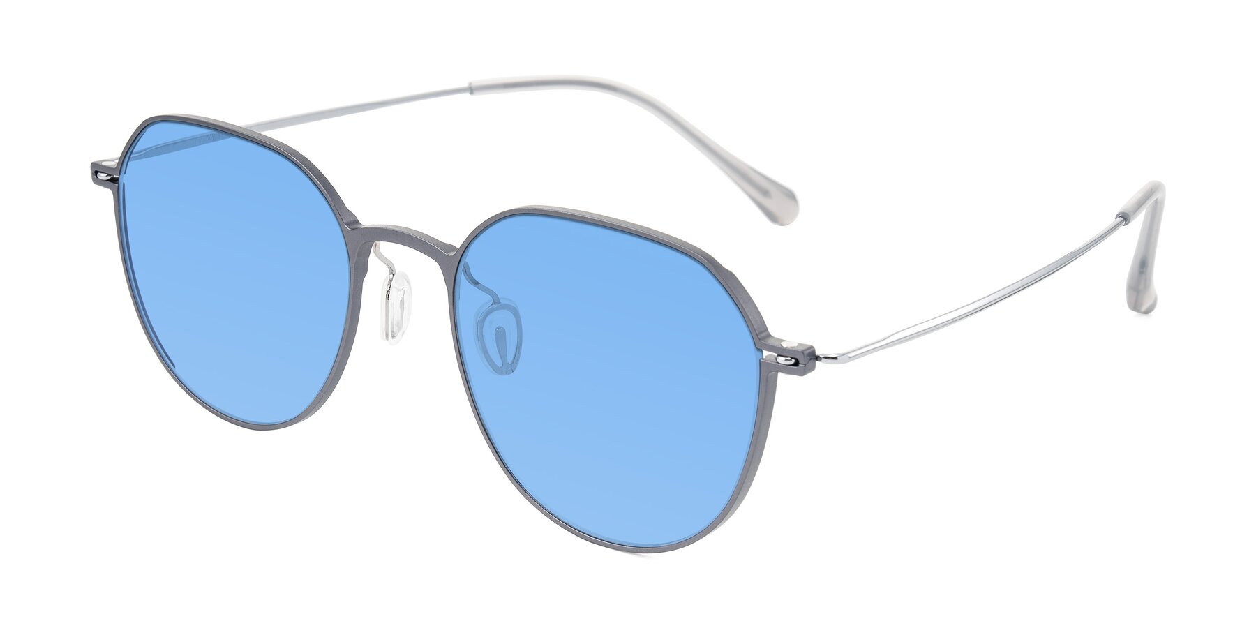 Angle of Pineda in Gray/Silver with Medium Blue Tinted Lenses