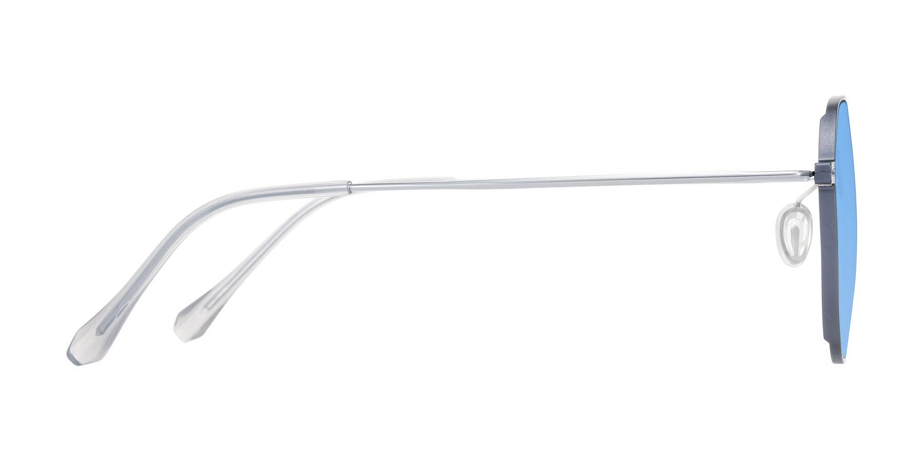 Side of Pineda in Gray/Silver with Medium Blue Tinted Lenses