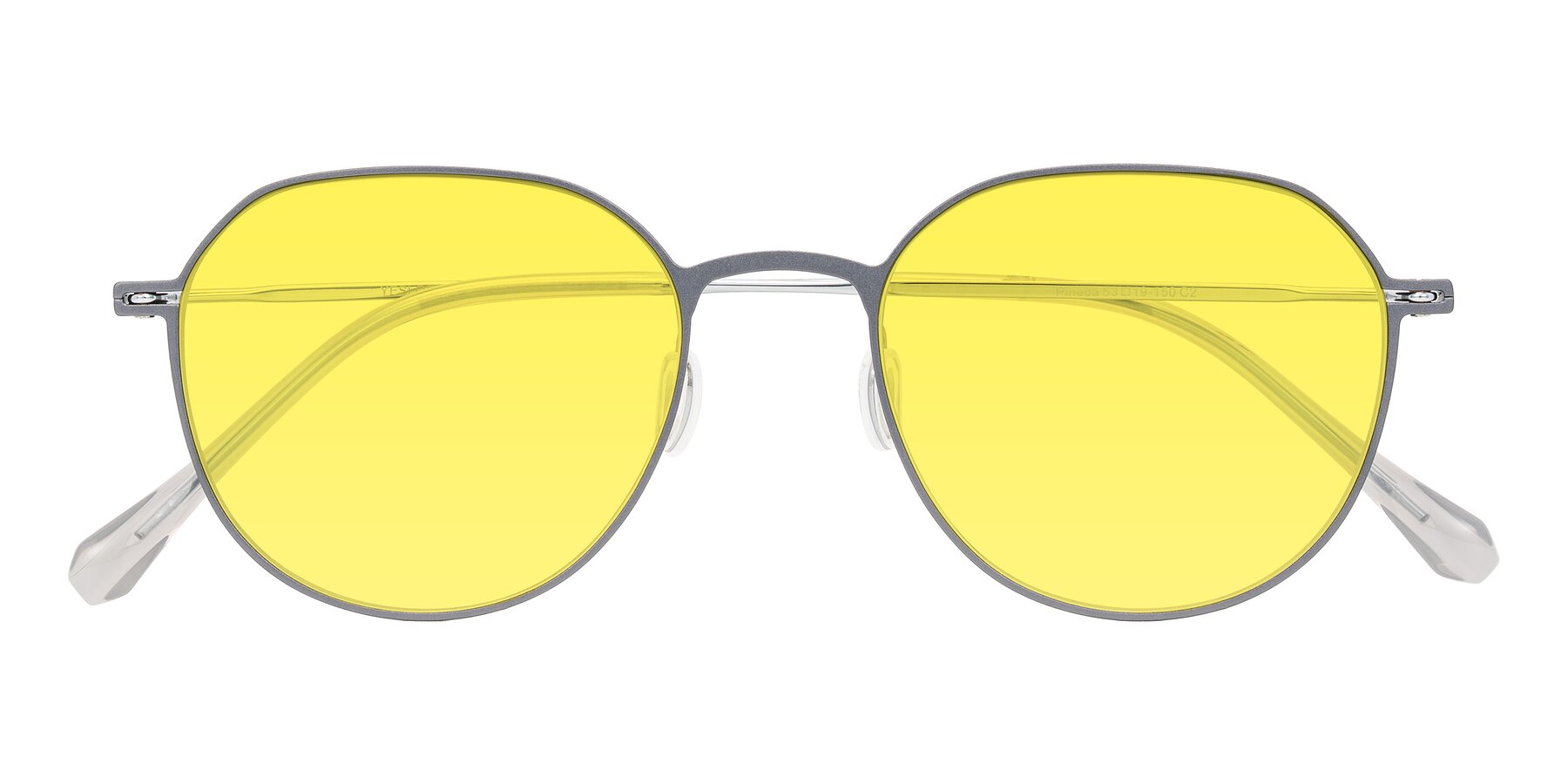 Folded Front of Pineda in Gray/Silver with Medium Yellow Tinted Lenses