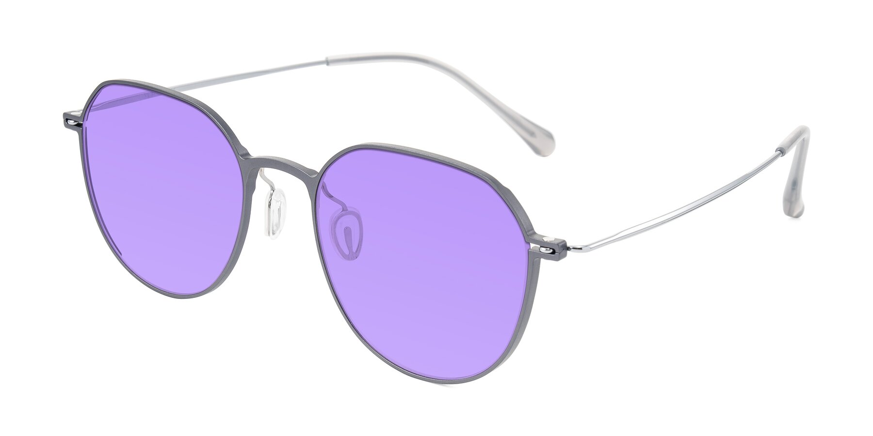 Angle of Pineda in Gray/Silver with Medium Purple Tinted Lenses