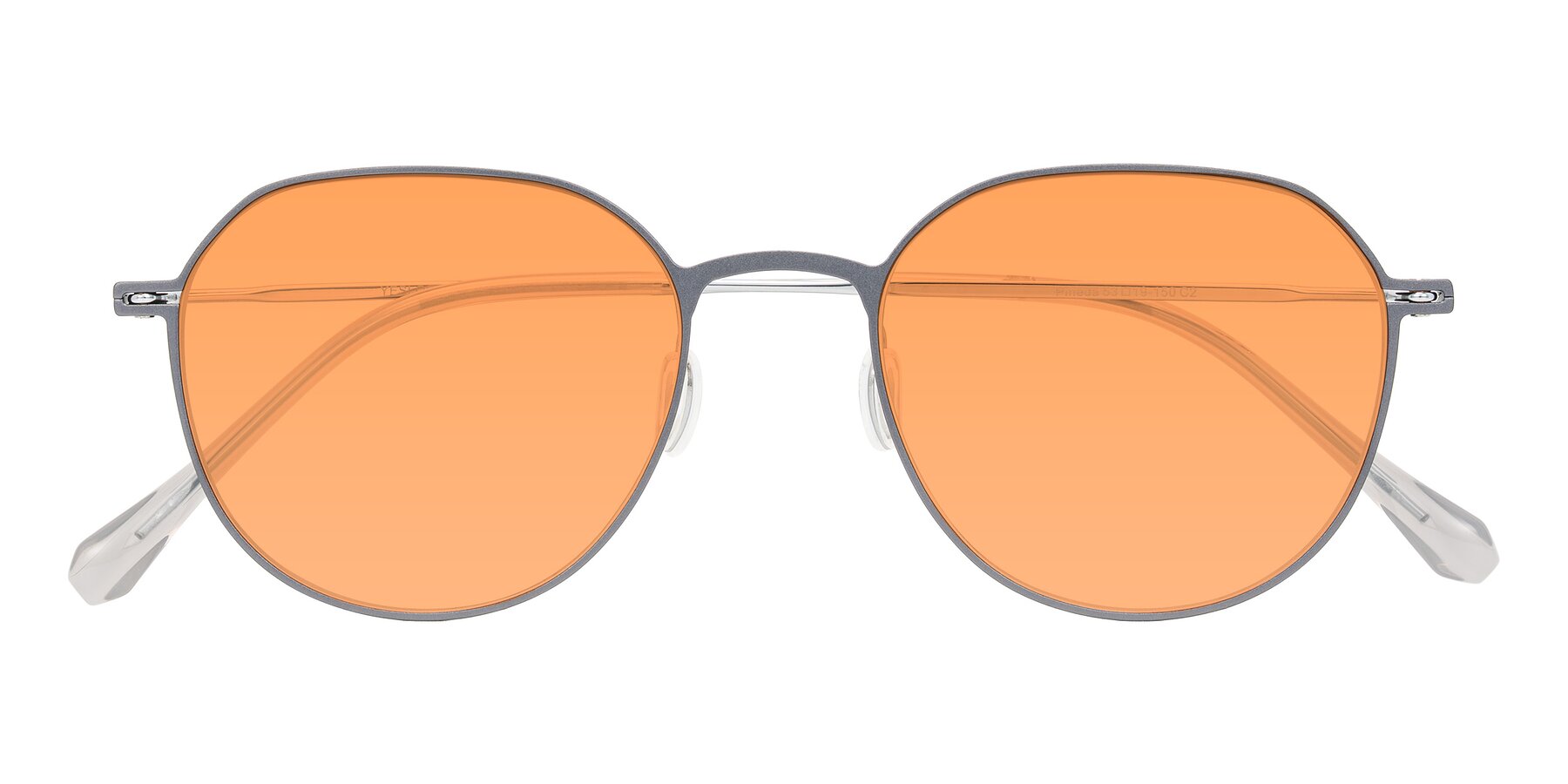 Folded Front of Pineda in Gray/Silver with Medium Orange Tinted Lenses