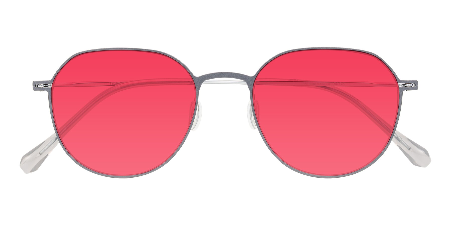 Folded Front of Pineda in Gray/Silver with Red Tinted Lenses