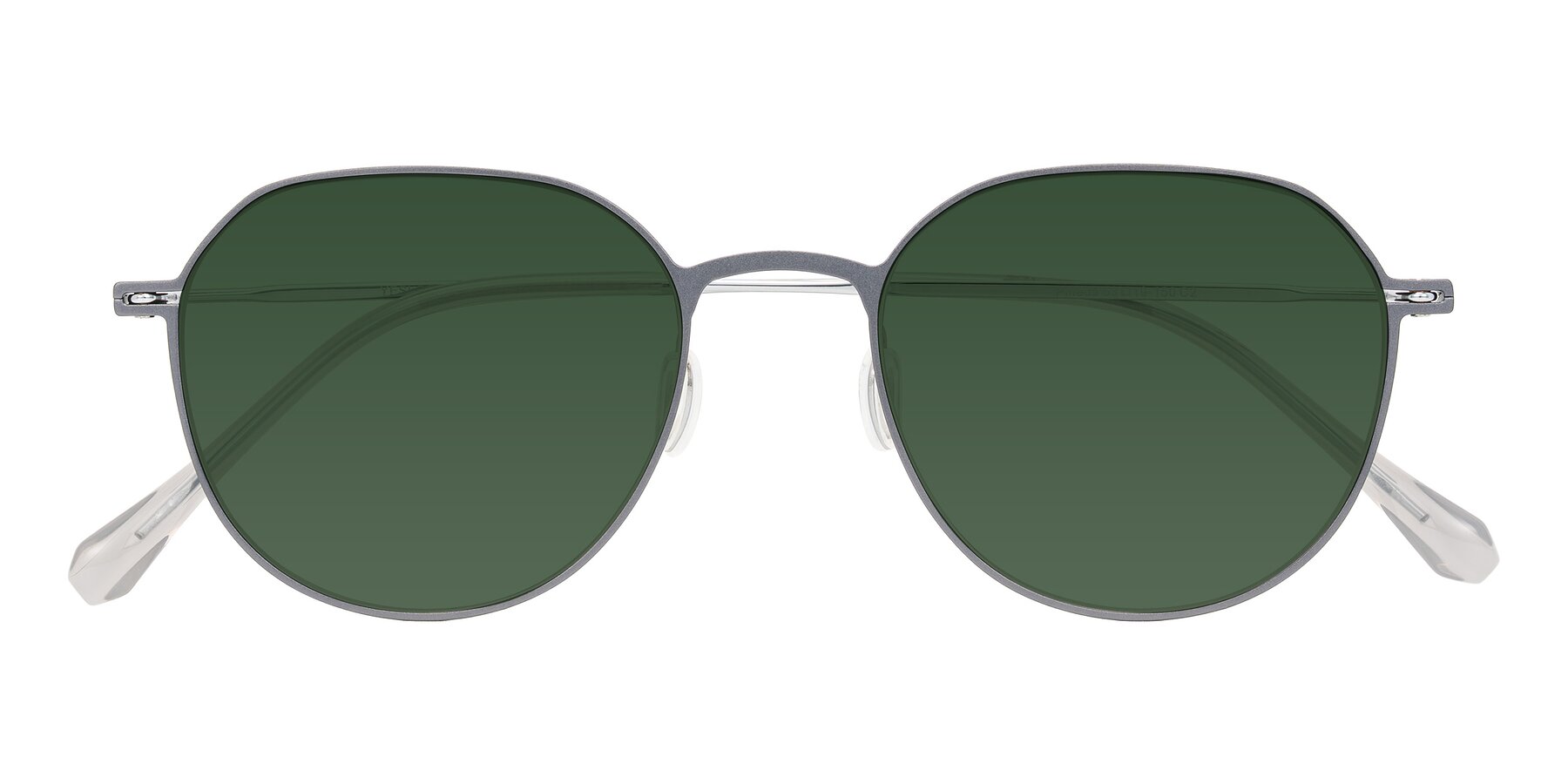 Folded Front of Pineda in Gray/Silver with Green Tinted Lenses