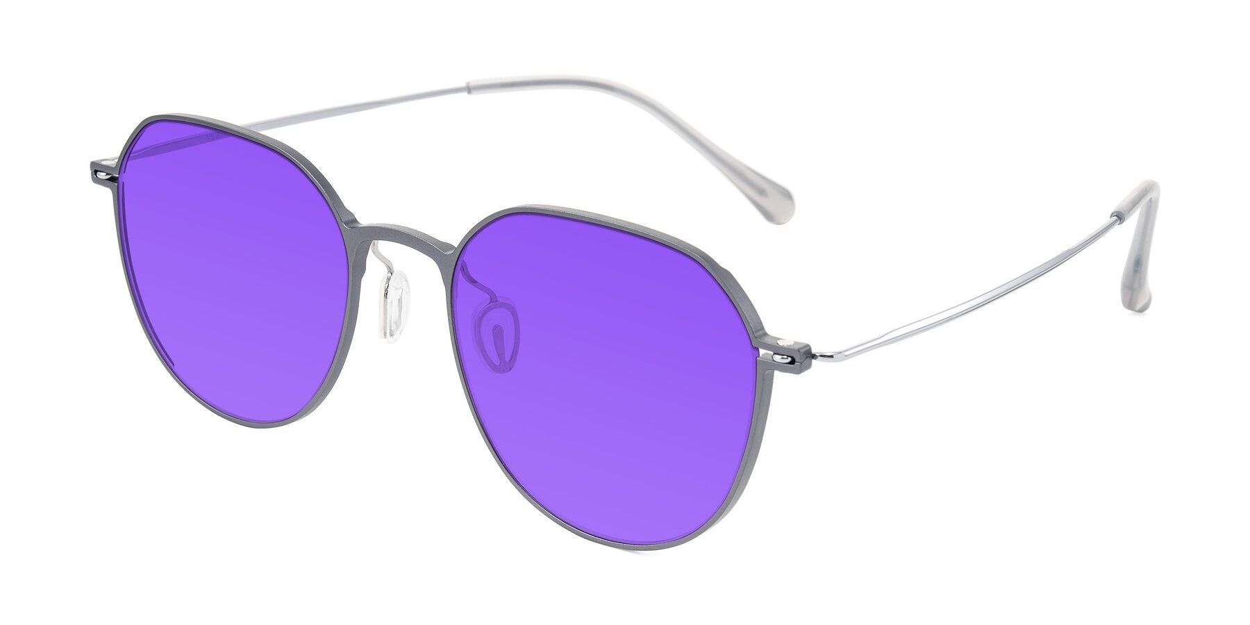 Angle of Pineda in Gray/Silver with Purple Tinted Lenses