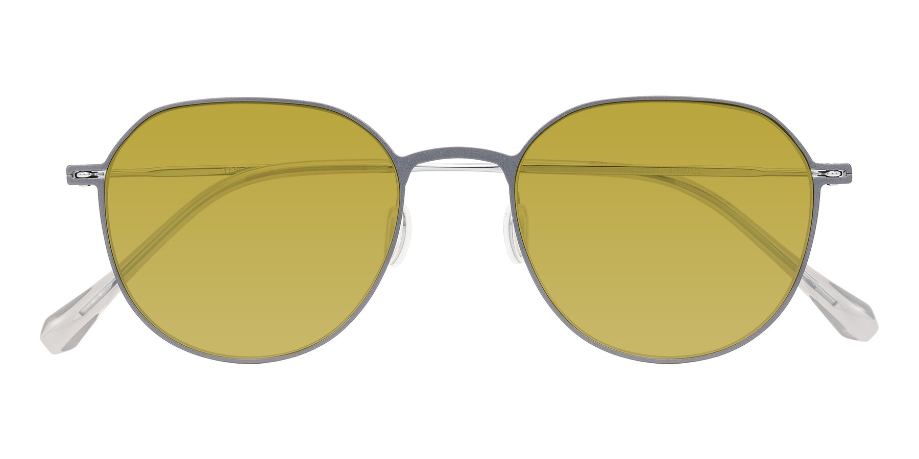 Folded Front of Pineda in Gray/Silver with Champagne Tinted Lenses