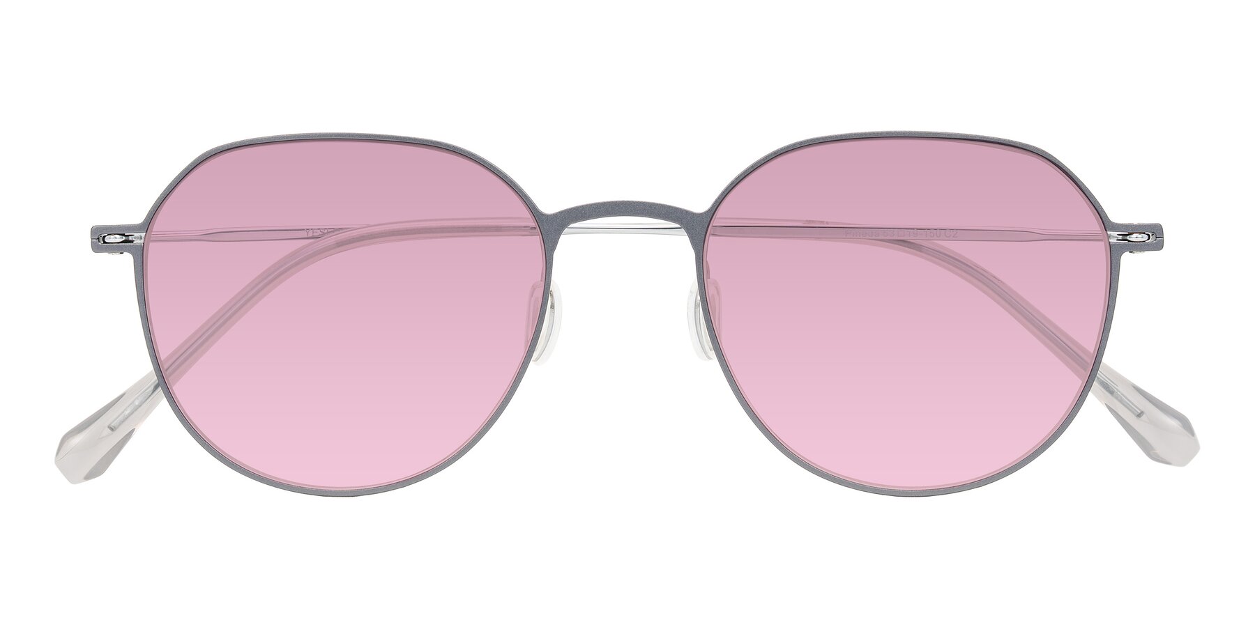 Folded Front of Pineda in Gray/Silver with Light Wine Tinted Lenses